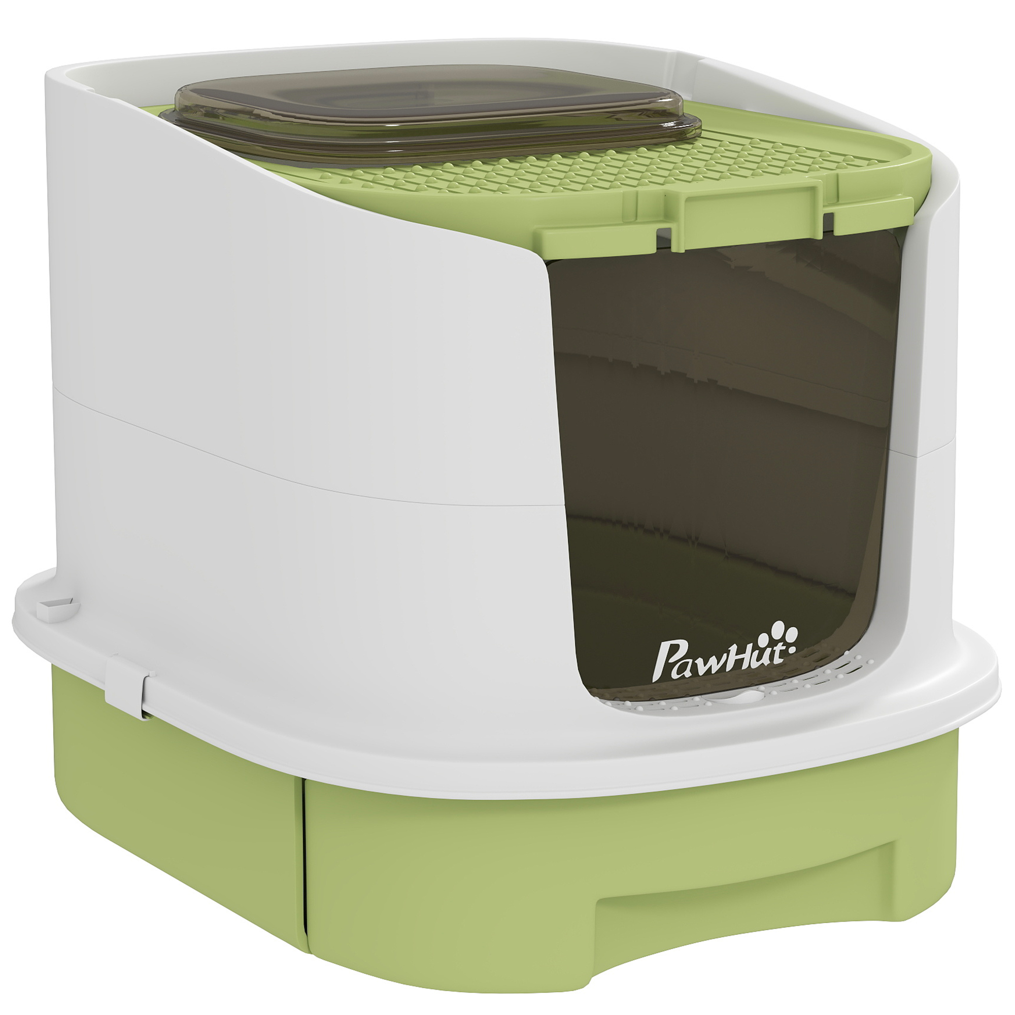 PAWSTER Cat Litter Box with Lid Scoop Deodorisation Bags Top Entry - Green - Life Essentials