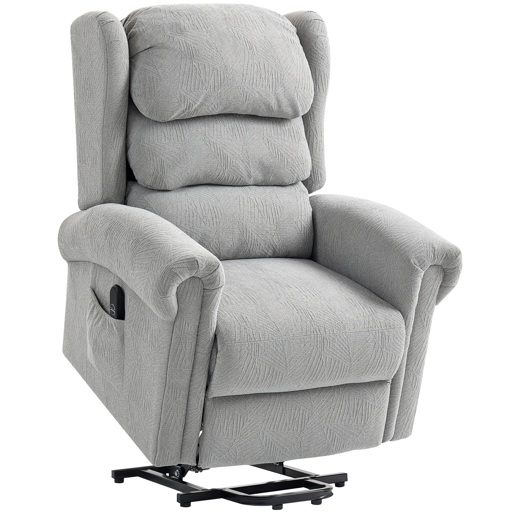 HERON Velvet Feel Electric Riser Recliner Chair - Grey - Life Essentials