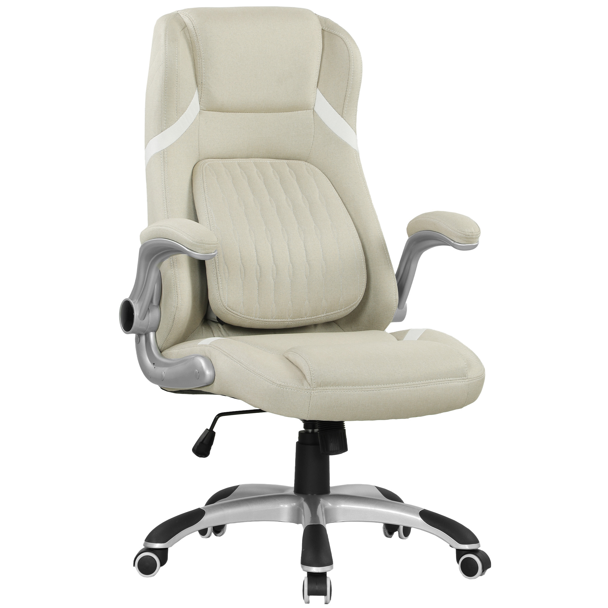 VONSETTA Linen Look Office Chair Adjustable Height Tension - Beige - Life Essentials