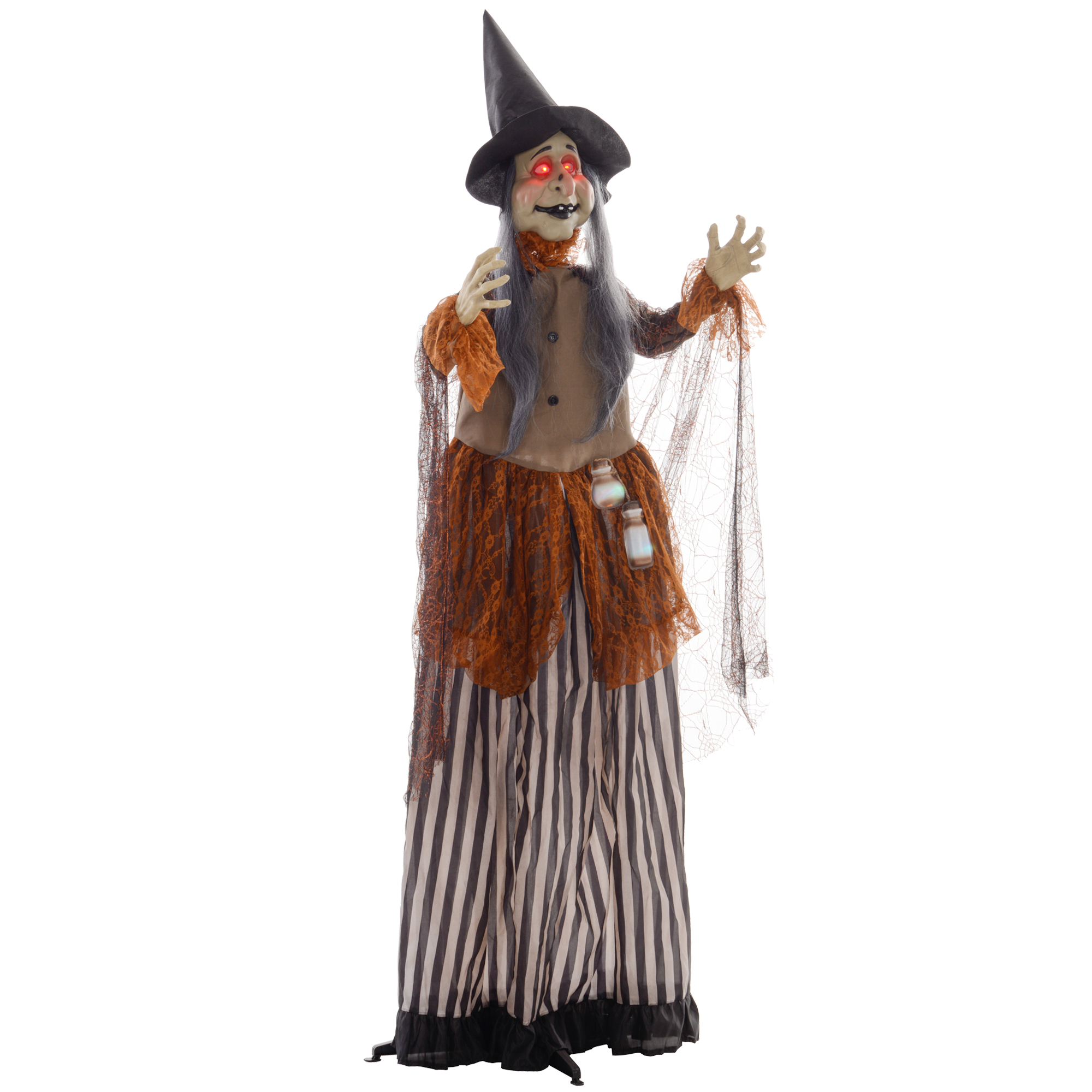 Animated Standing Witch Polyester Light Up Eyes Halloween Decoration - Red - Life Essentials