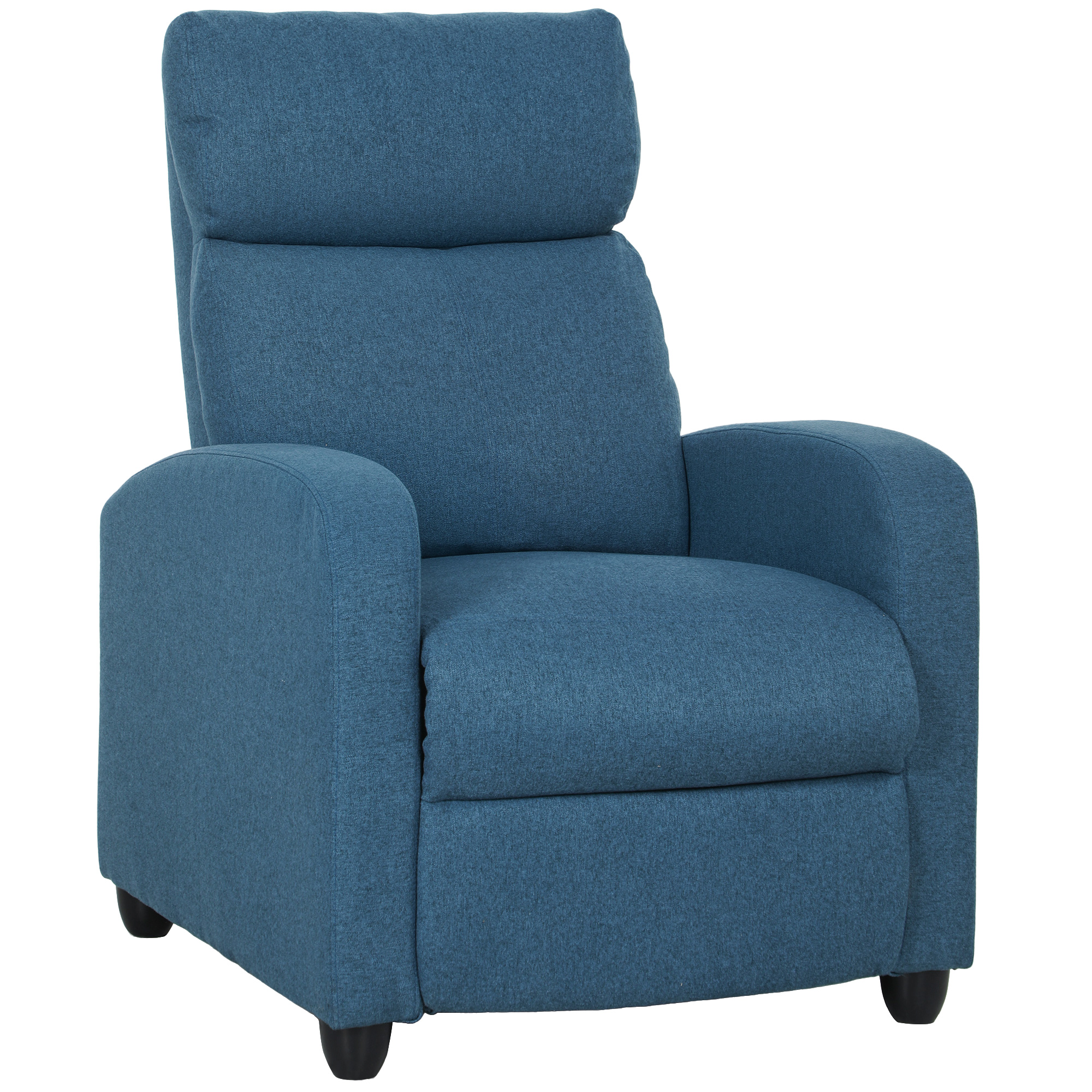 HERON 135 Push Back Recliner Armchair with Footrest - Blue - Life Essentials