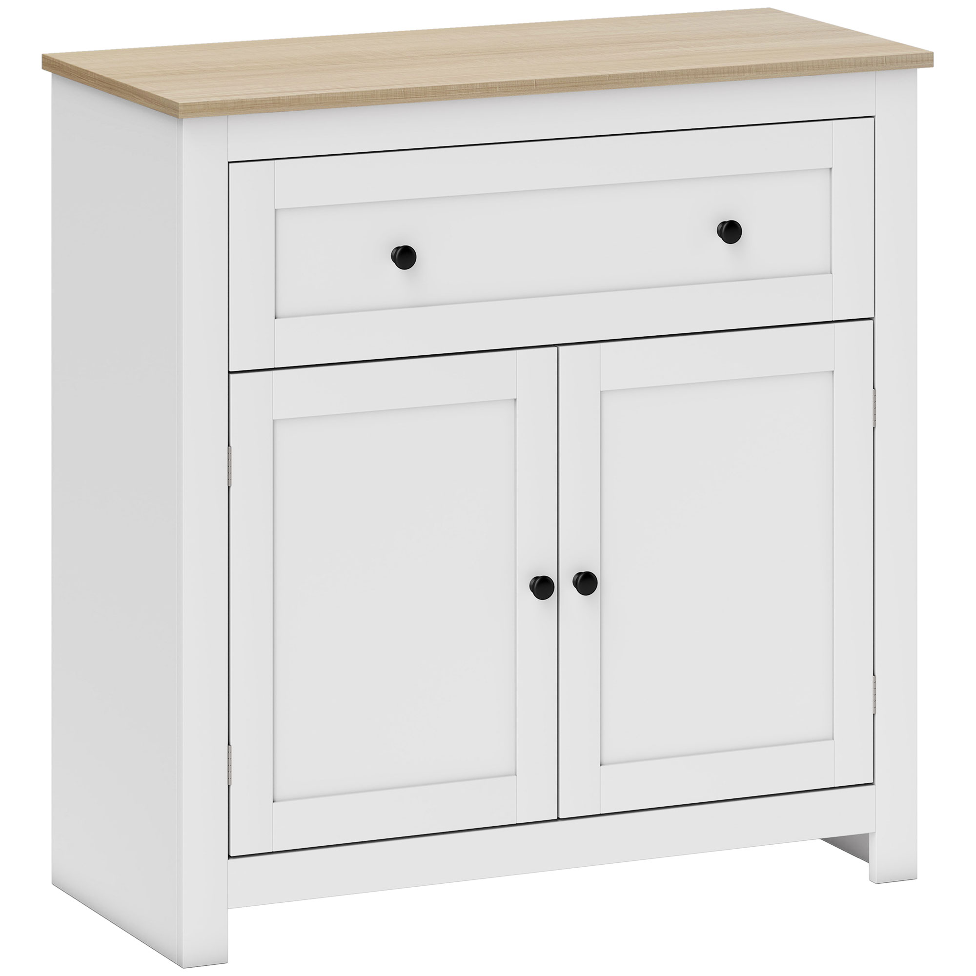 HERON Sideboard Storage Cabinet Morden Kitchen Cupboard Adjustable Shelf - White - Life Essentials