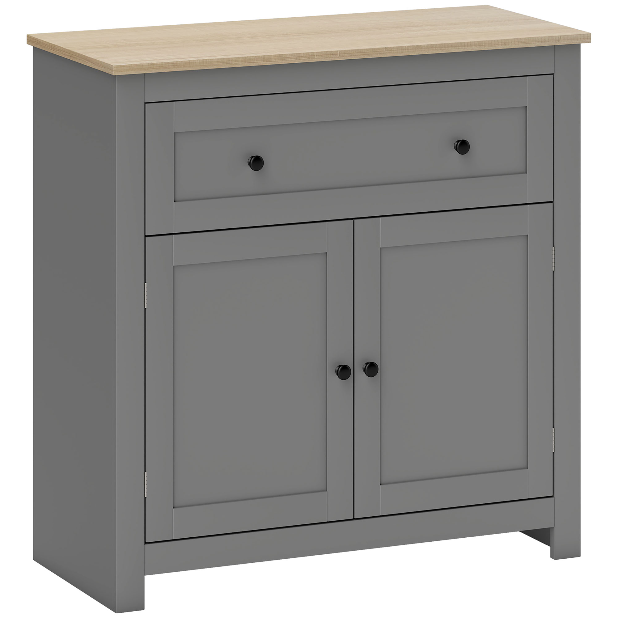 HERON Sideboard Storage Cabinet Morden Kitchen Cupboard Adjustable Shelf - Grey - Life Essentials