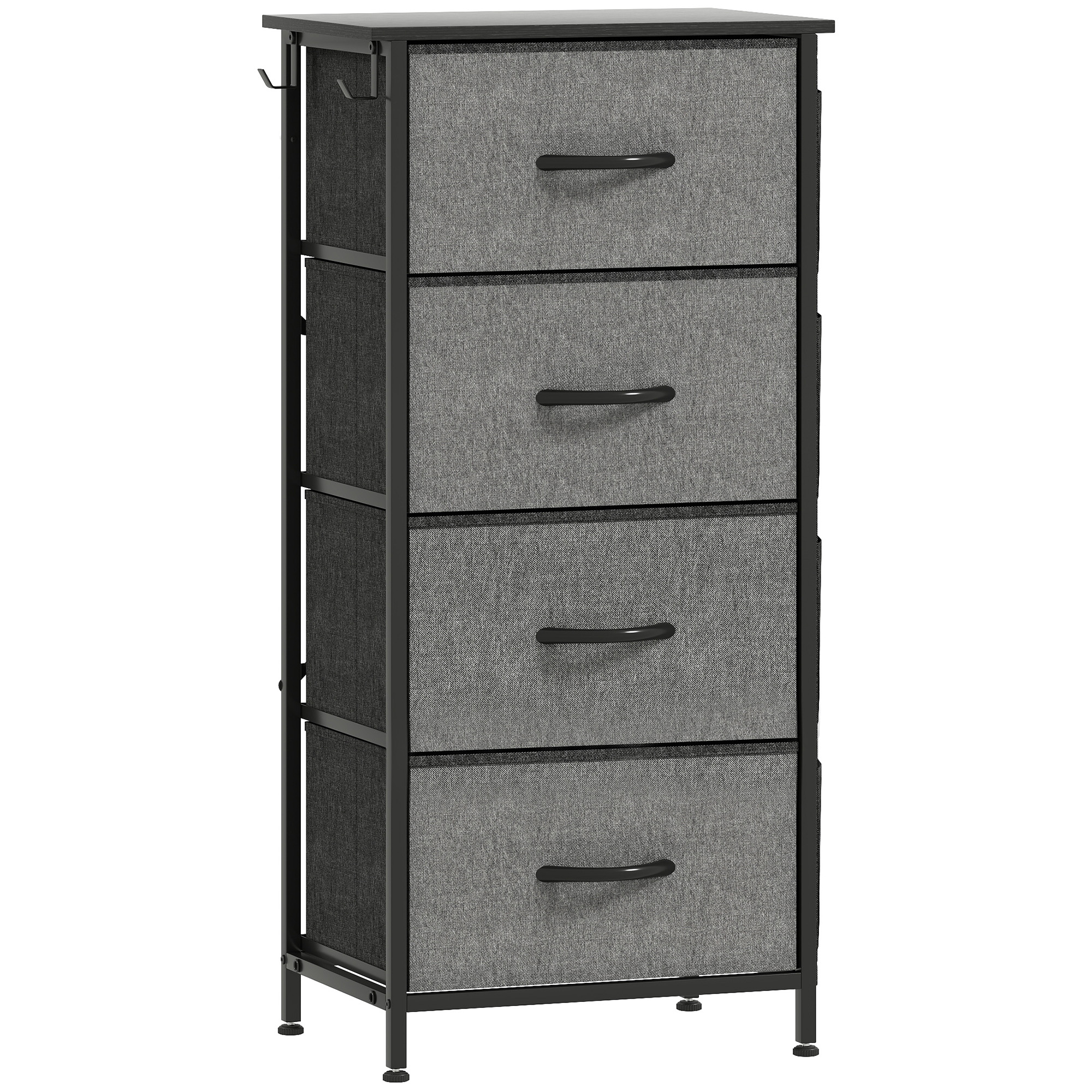 STOWLY Grey Chest of Drawers - Tallboy, Medium-sized, 4 Drawers, Fabric Drawers - Life Essentials