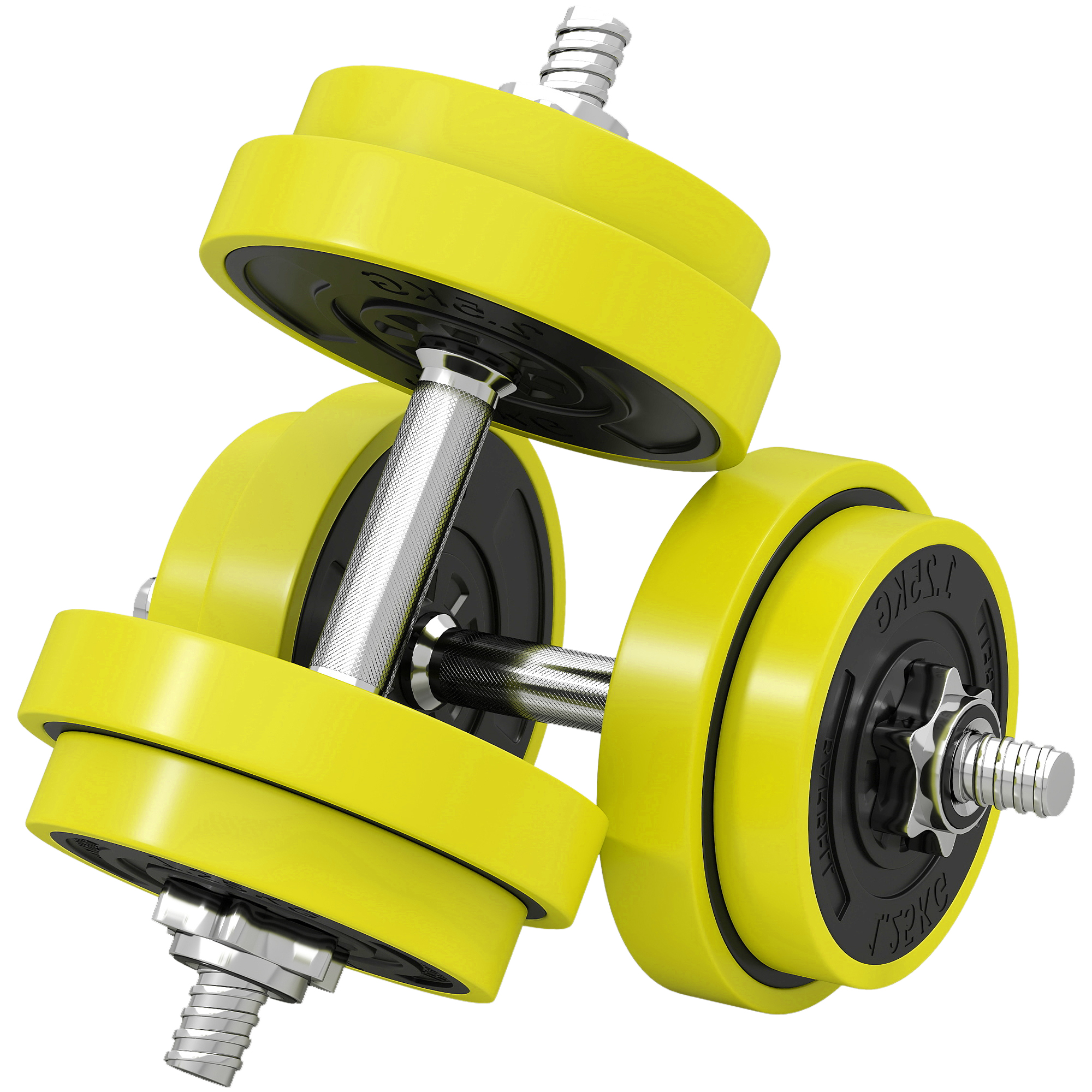 HERON 20KGS 2 In 1 Dumbbell Barbell Adjustable Set Strength Exercise - Yellow - Life Essentials