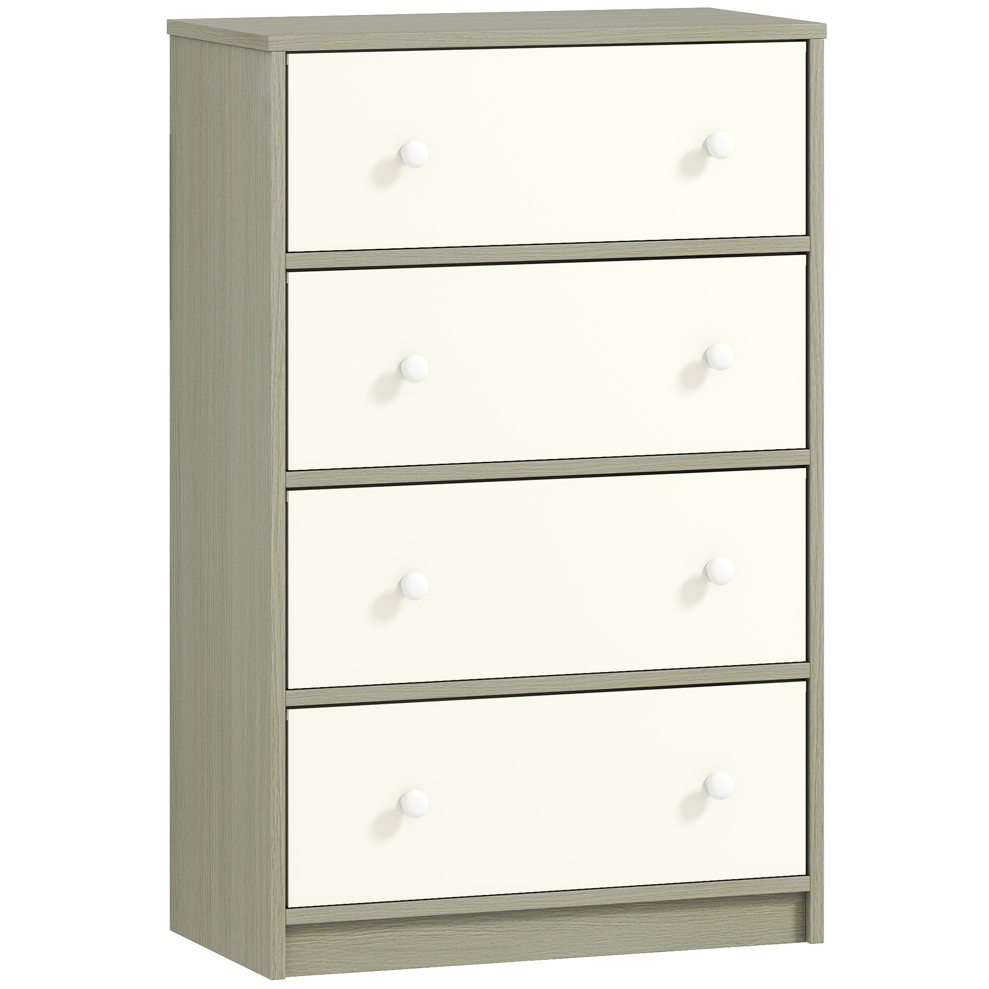 OAKEN Grey Chest of Drawers - Medium-sized, 4 Drawers, Fabric Drawers - Life Essentials