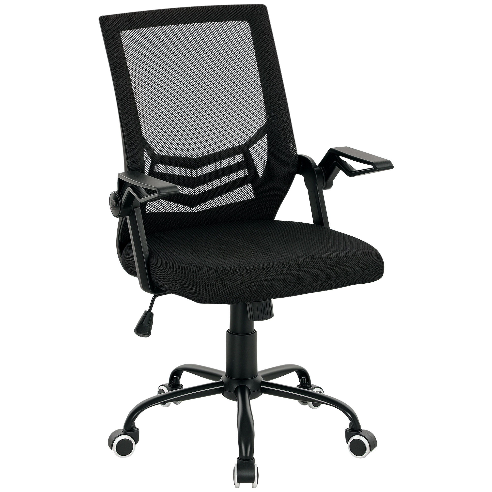 VONSETTA Mesh Office Chair Computer Desk Flip up Armrests Lumbar Back - Black - Life Essentials