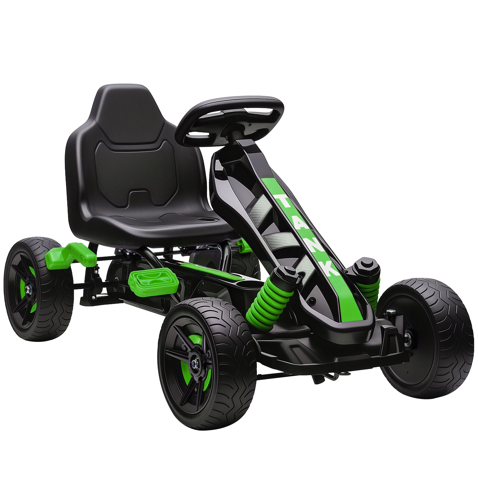 AIVAGO Pedal Go Kart for Kids Ages 3-6 Automatic Clutch Brake EVA Wheels - Green - Life Essentials