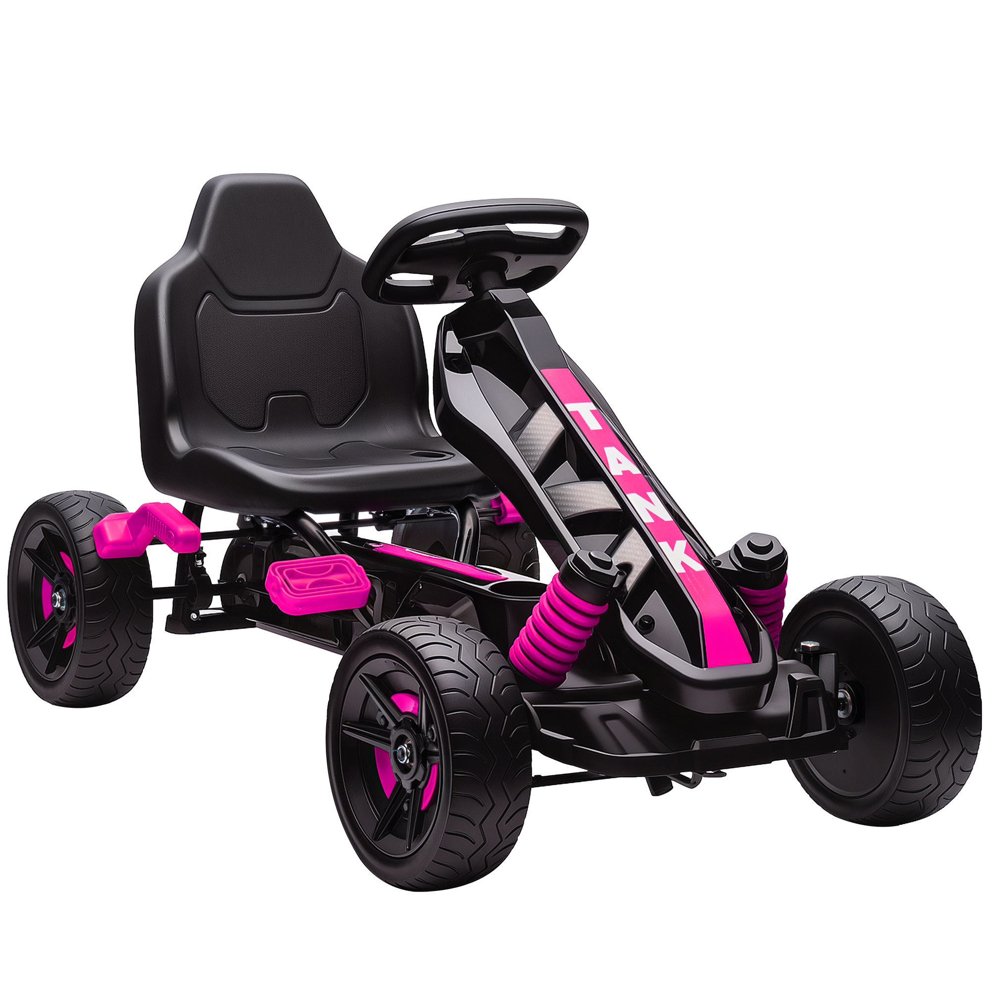 AIVAGO Pedal Go Kart for Kids Ages 3-6 Automatic Clutch Brake EVA Wheels - Pink - Life Essentials