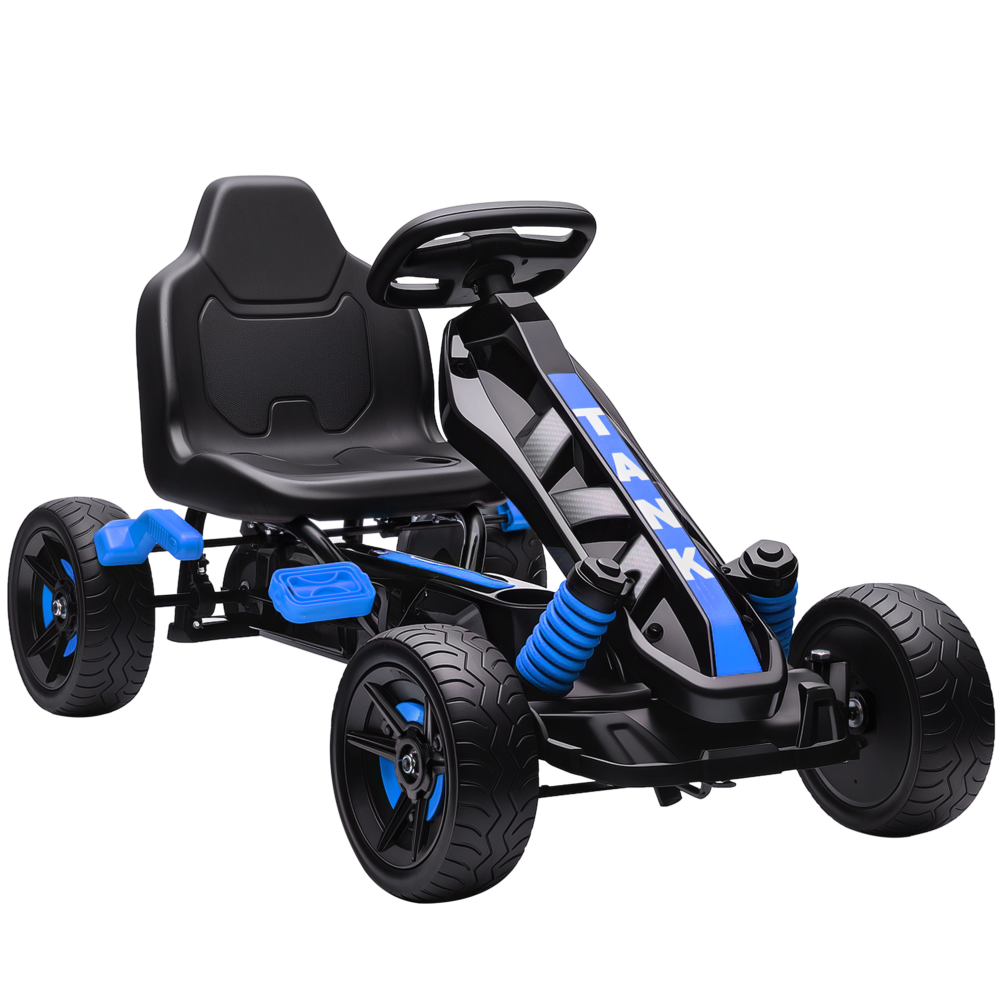 AIVAGO Pedal Go Kart for Kids Ages 3-6 Automatic Clutch Brake EVA Wheels - Blue - Life Essentials