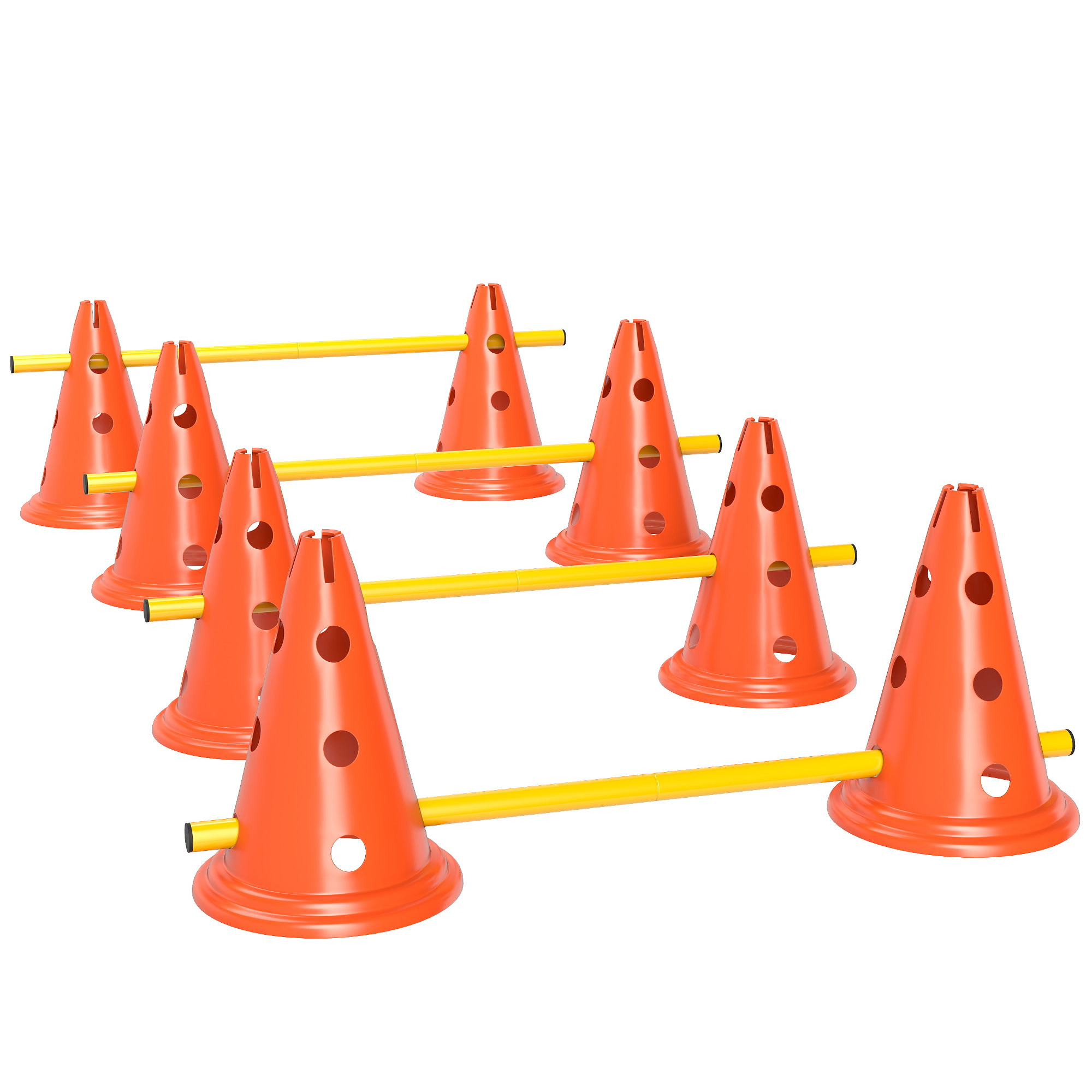 PAWSTER Dog Agility Equipment Set of Eight Cones Eight Poles Carry Bag - Orange - Life Essentials