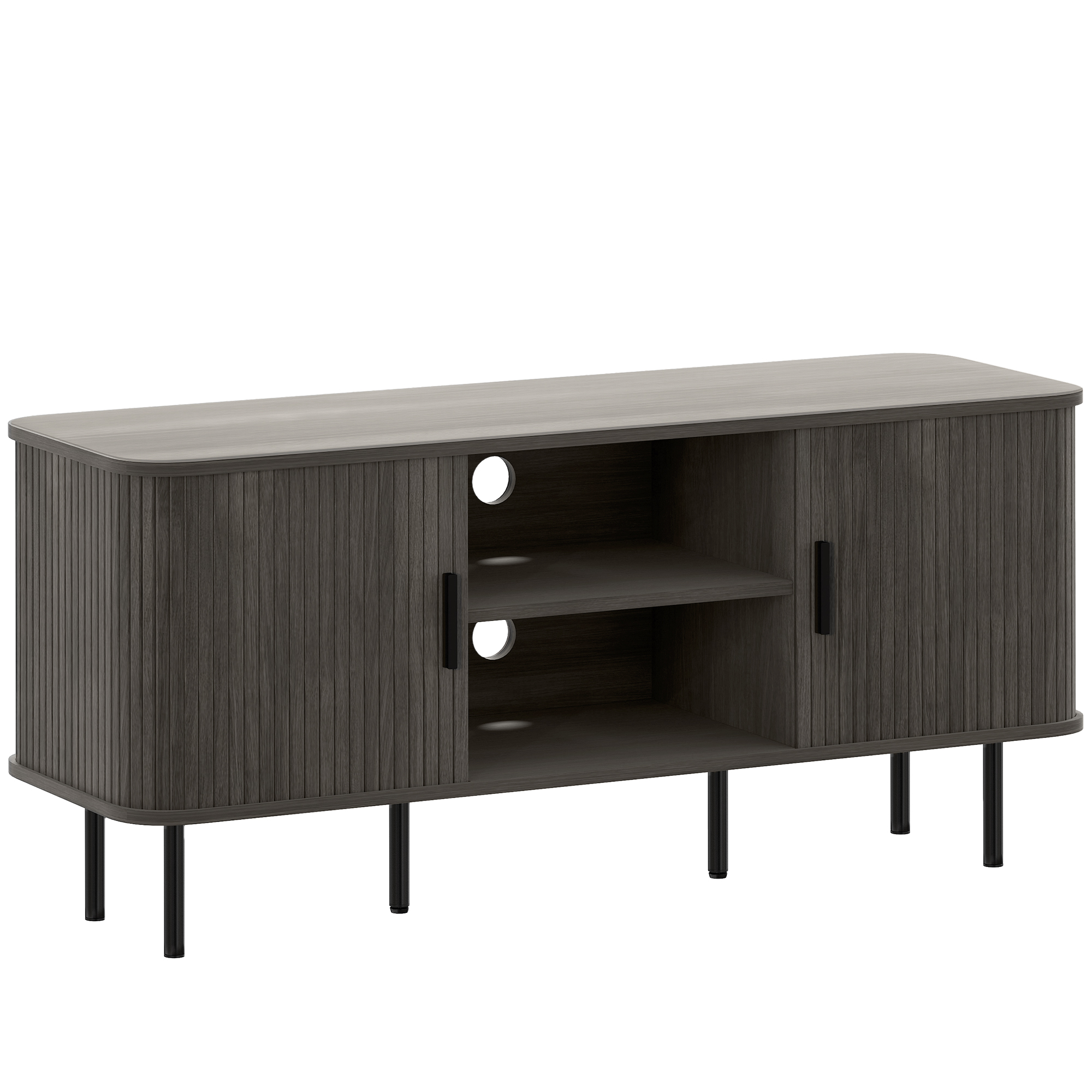 HERON TV Stand Cabinet for TVs up to 55 Inches Storage Shelves Cupboard - Grey - Life Essentials