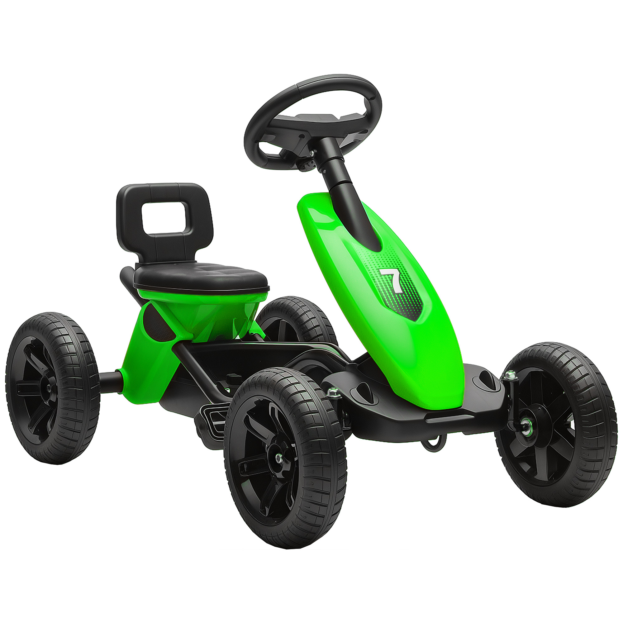 AIVAGO Pedal Go Kart for Kids 2-5 Years Silent EVA Wheels Metal Frame - Green - Life Essentials