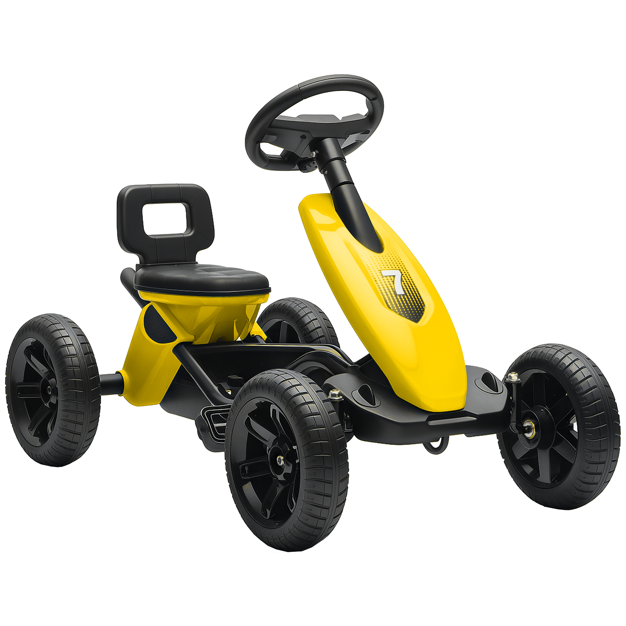 AIVAGO Pedal Go Kart for Kids 2-5 Years Silent EVA Wheels Metal Frame - Yellow - Life Essentials