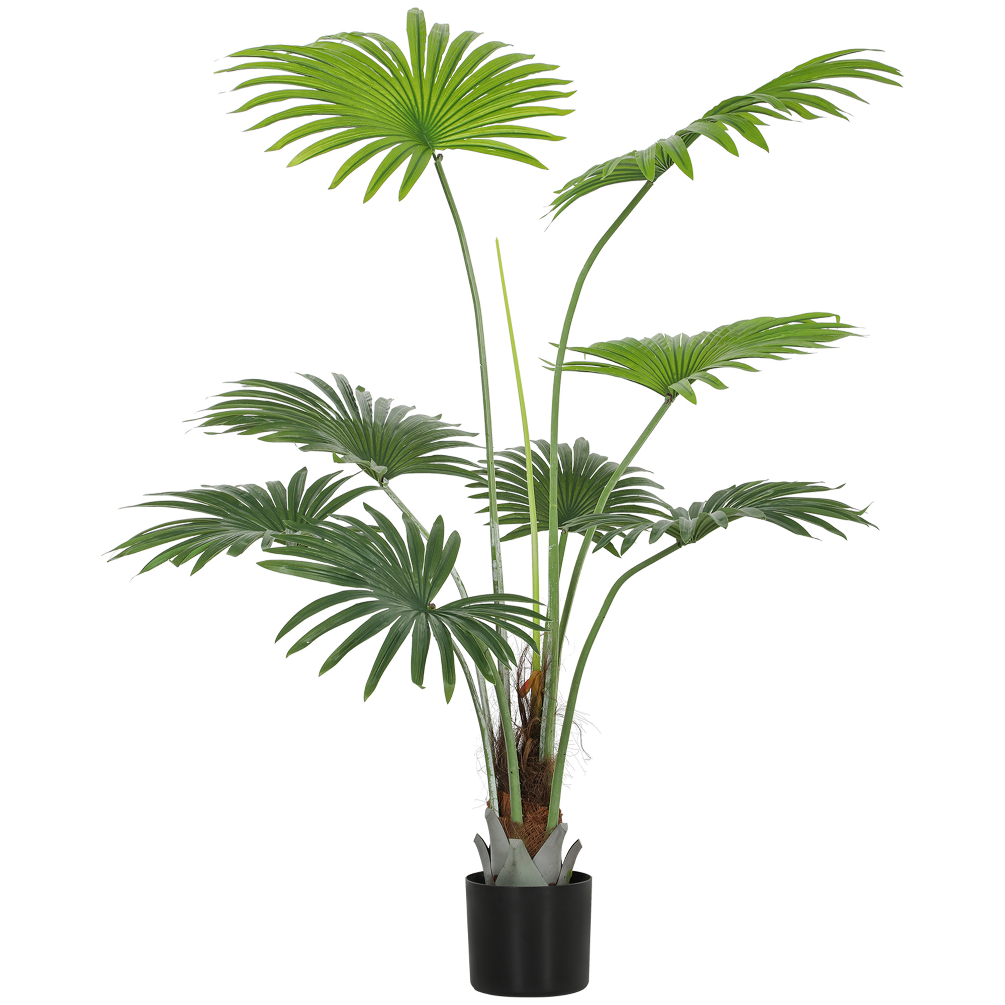 HERON 145cm Artificial Palm Tree Lifelike PEVA Leaves Coconut Coir Pot - Green - Life Essentials