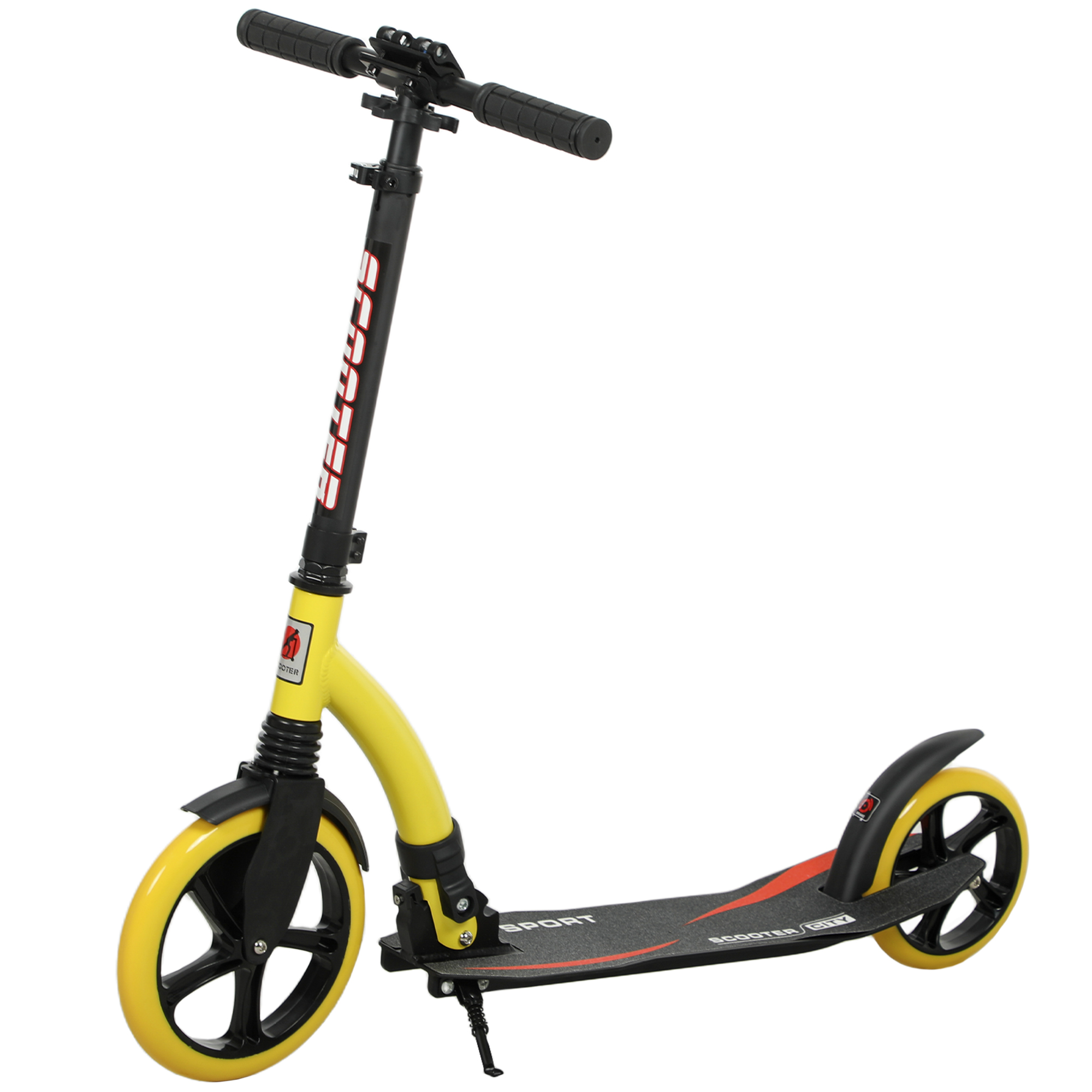 HERON Foldable Kick Scooter Double Shock Absorption Big Wheels Height Adjustable - Yellow - Life Essentials