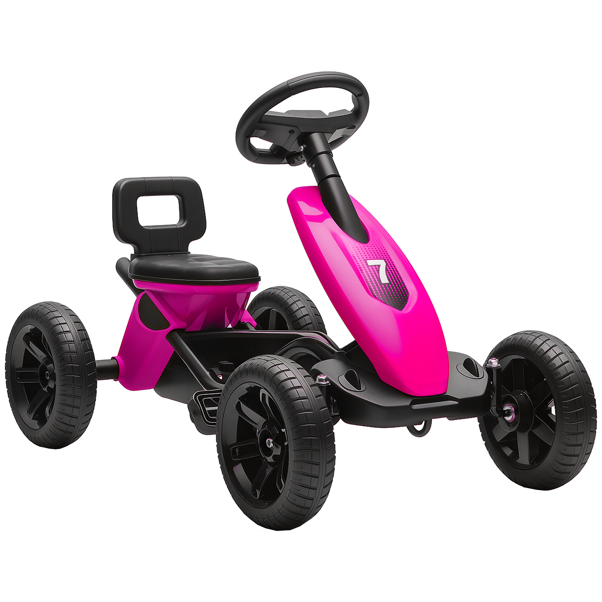 AIVAGO Pedal Go Kart for Kids 2-5 Years Silent EVA Wheels Metal Frame - Pink - Life Essentials