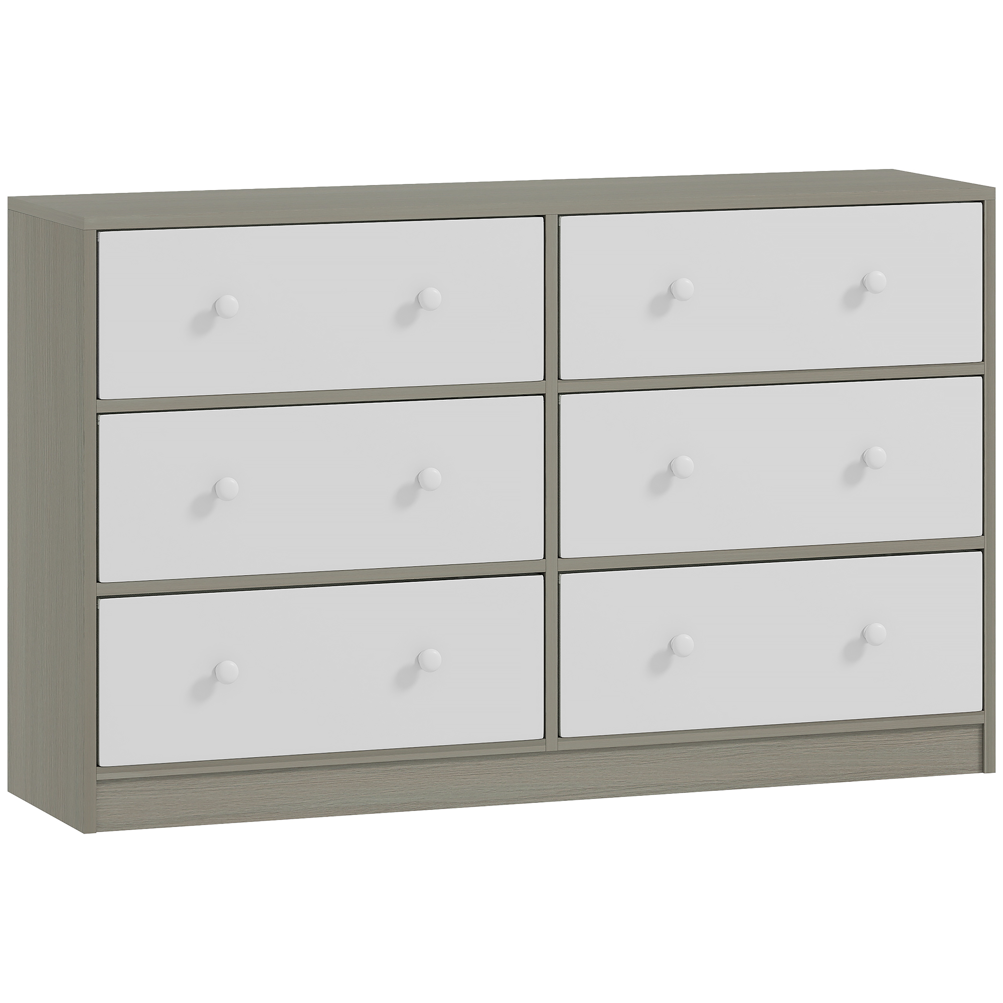 OAKEN Grey Chest of Drawers - Large-sized, 6 Drawers, Double, Fabric Drawers - Life Essentials