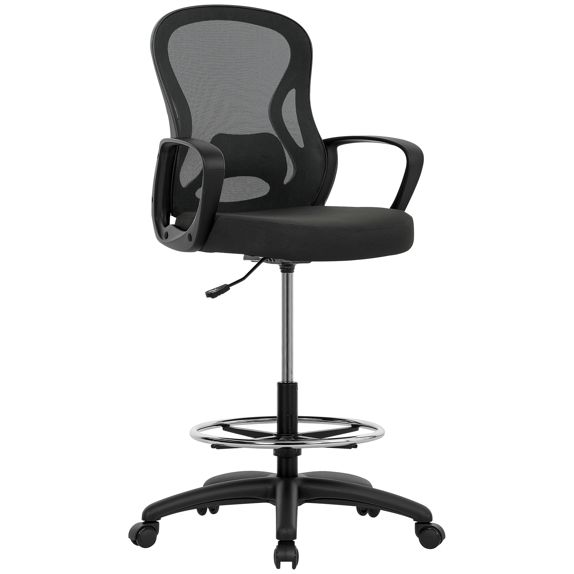 VONSETTA Drafting Chair Adjustable Footrest Ergonomic Mesh Office Lumbar Support - Black - Life Essentials