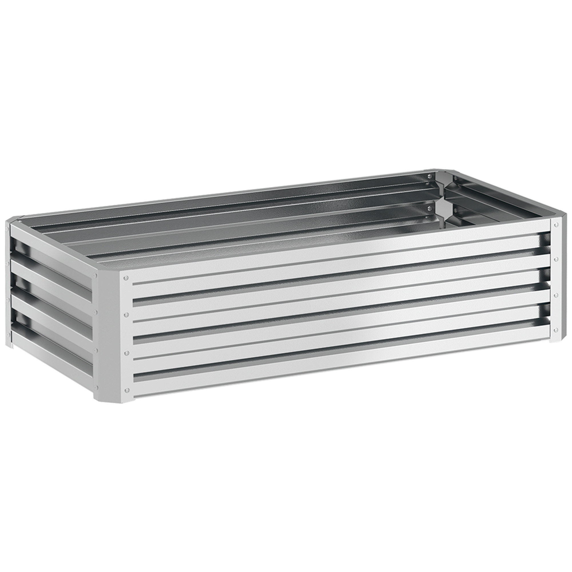 NORLIC Raised Planter Bed Galvanised Steel Outdoor Garden Box - Silver - Life Essentials