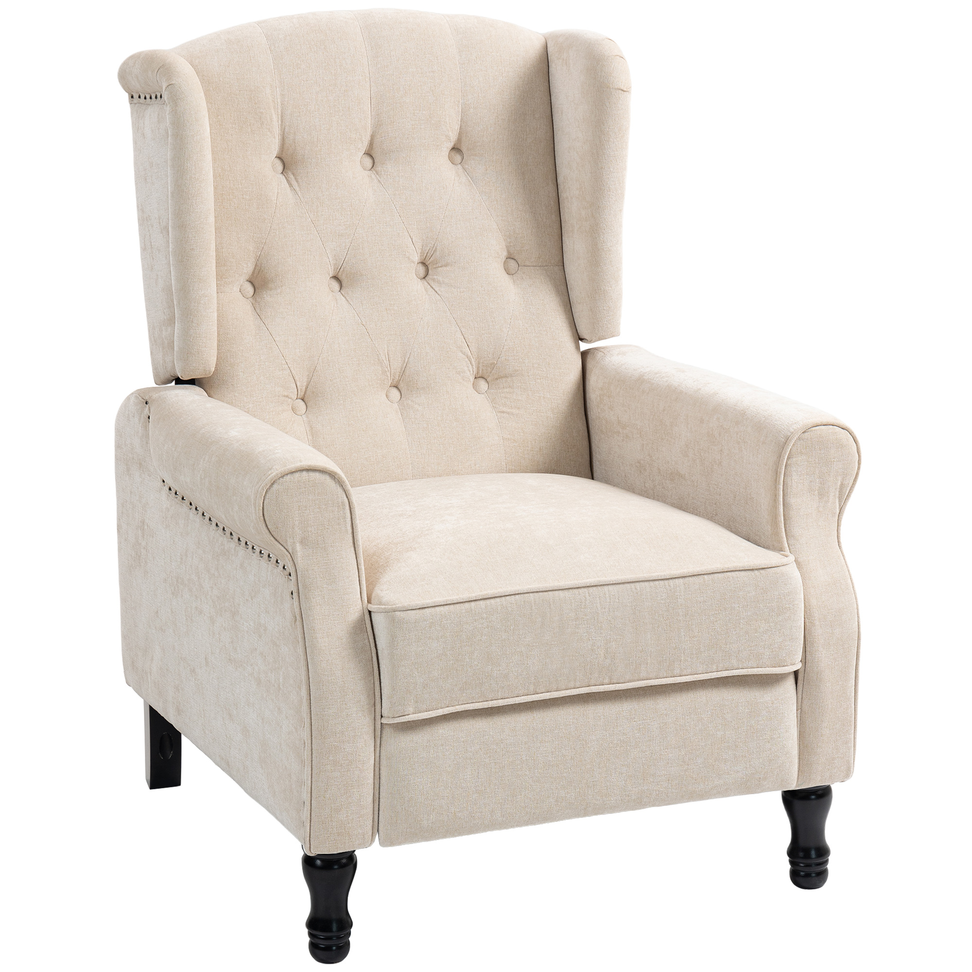 HERON 150 Reclining Vintage Armchair with Footrest - Beige - Life Essentials
