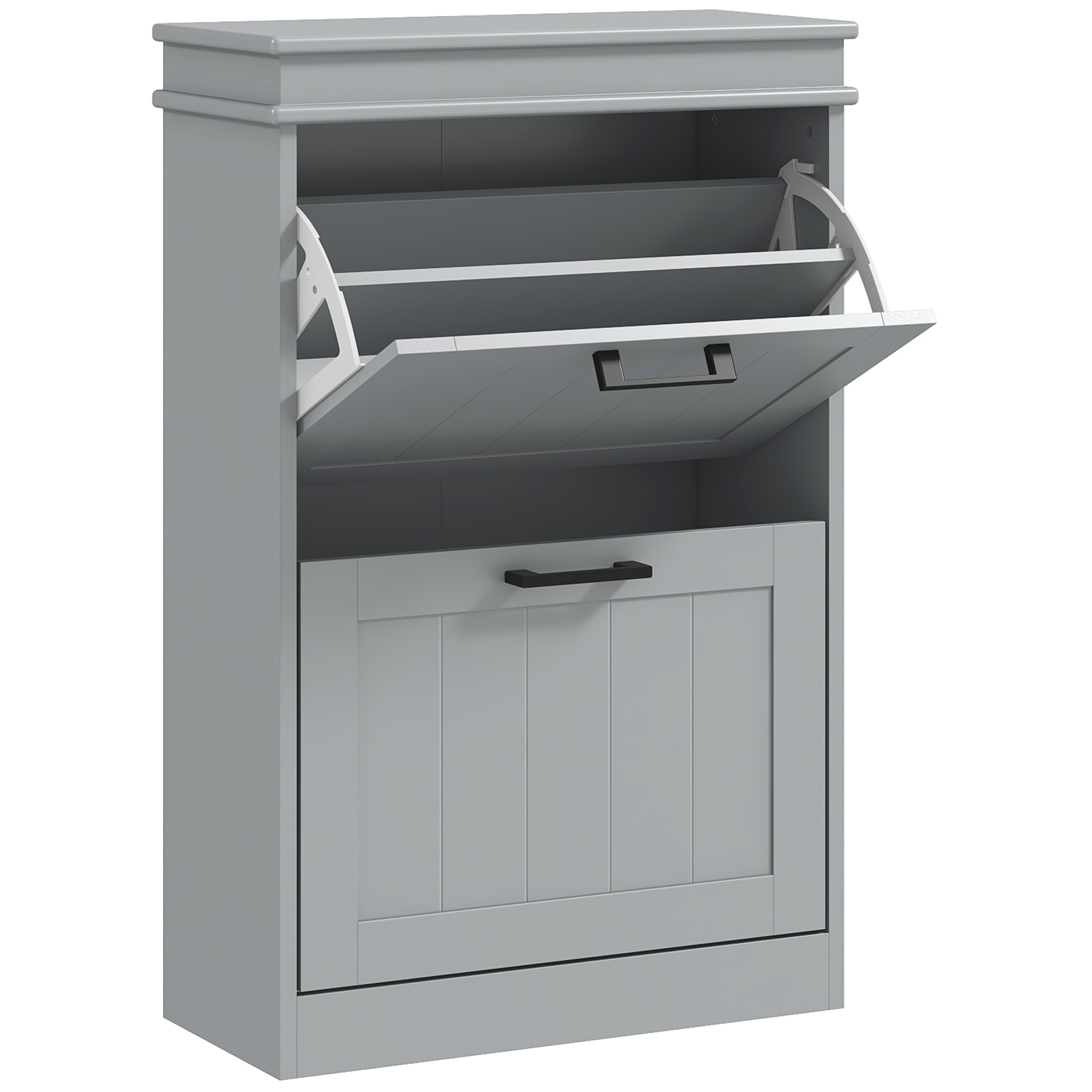 CABINA 2 Drawer Minimalistic Narrow Shoe Storage Cabinet for 10 Shoes - Grey - Life Essentials