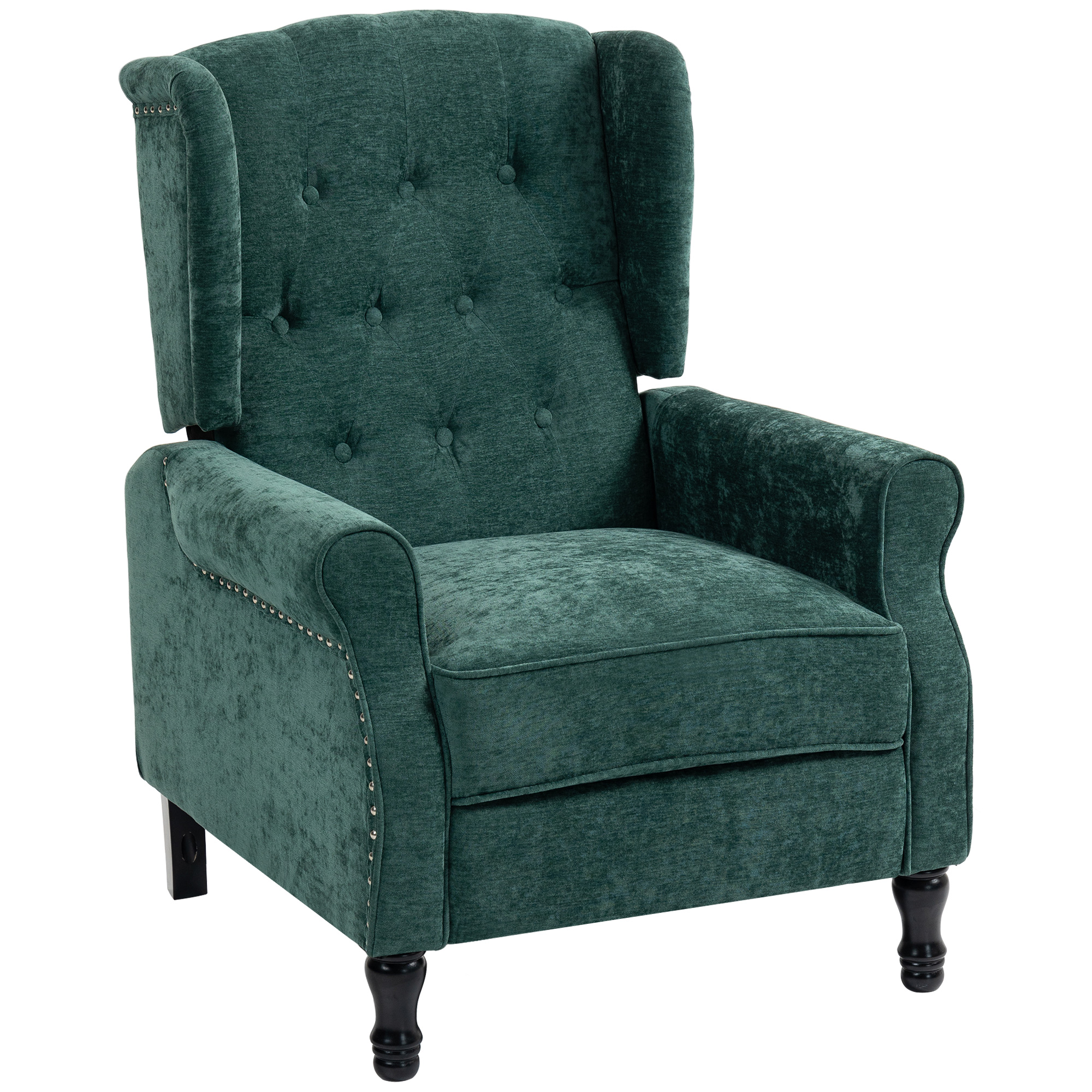 HERON 150 Reclining Vintage Armchair with Footrest - Dark Green - Life Essentials