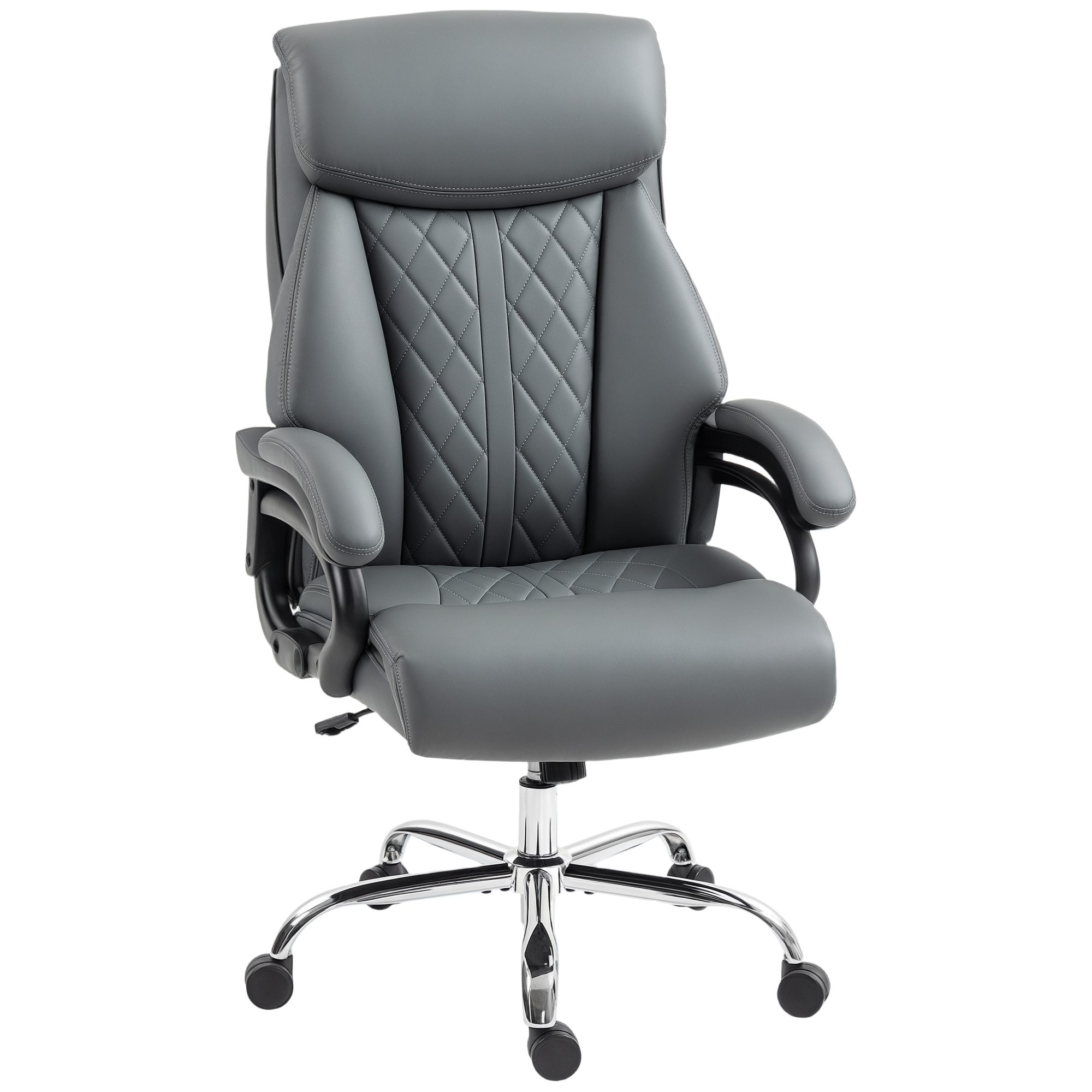 HERON Super Padded Faux Leather Office Chair - Charcoal Grey - Life Essentials