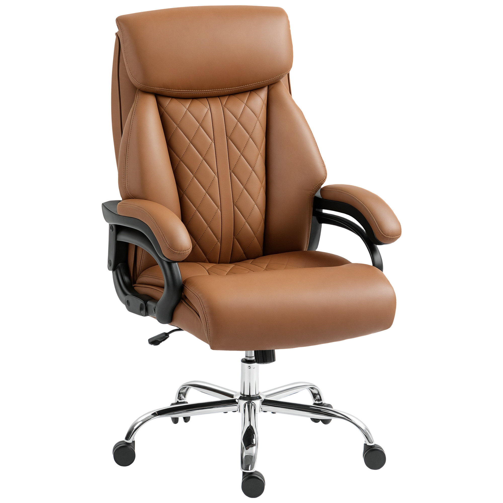 HERON Spring Padded Faux Leather Office Chair - Light Brown - Life Essentials