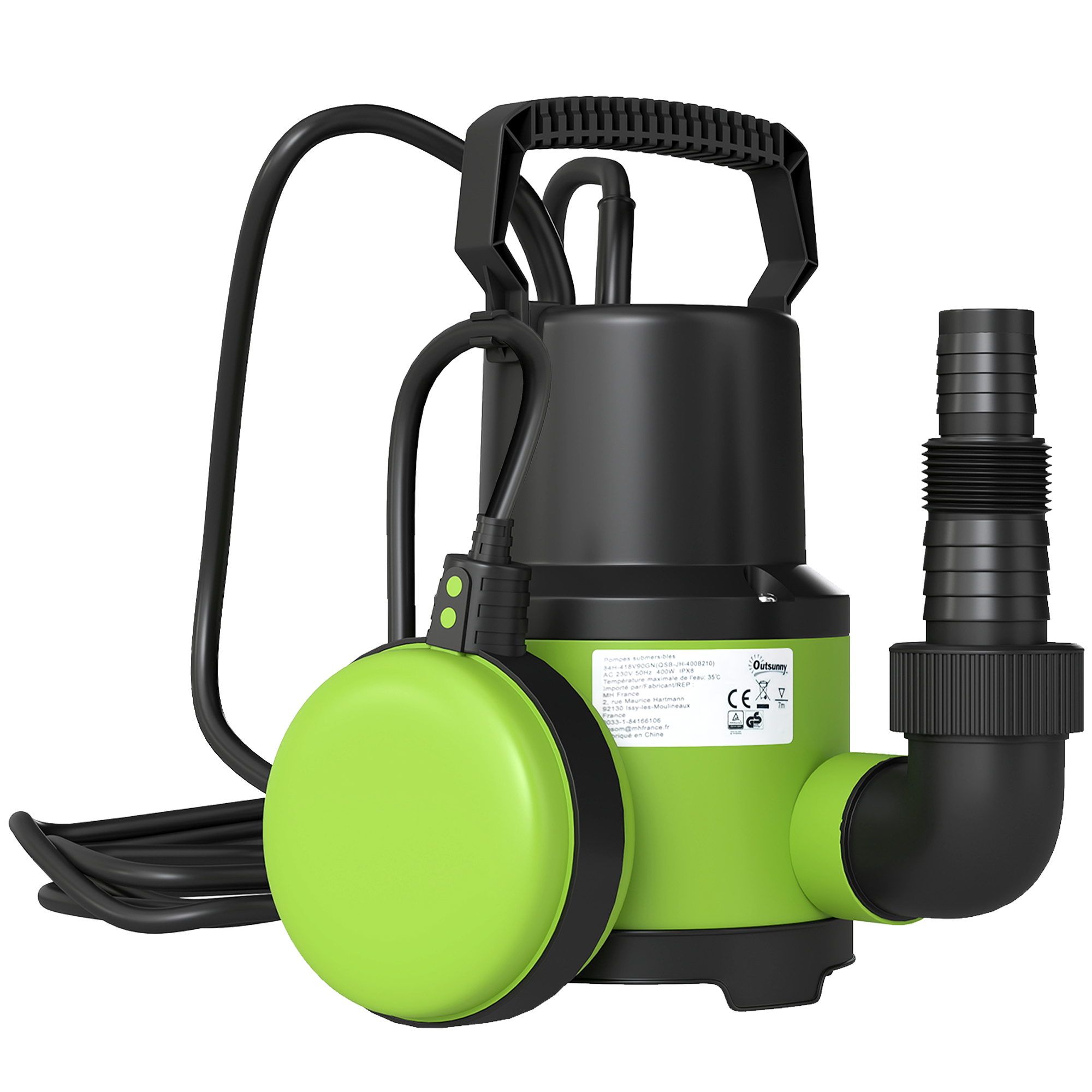 SUNVISTA 400W Submersible Water Pump for Dirty Clean Water 9000L H Float Switch - Green - Life Essentials