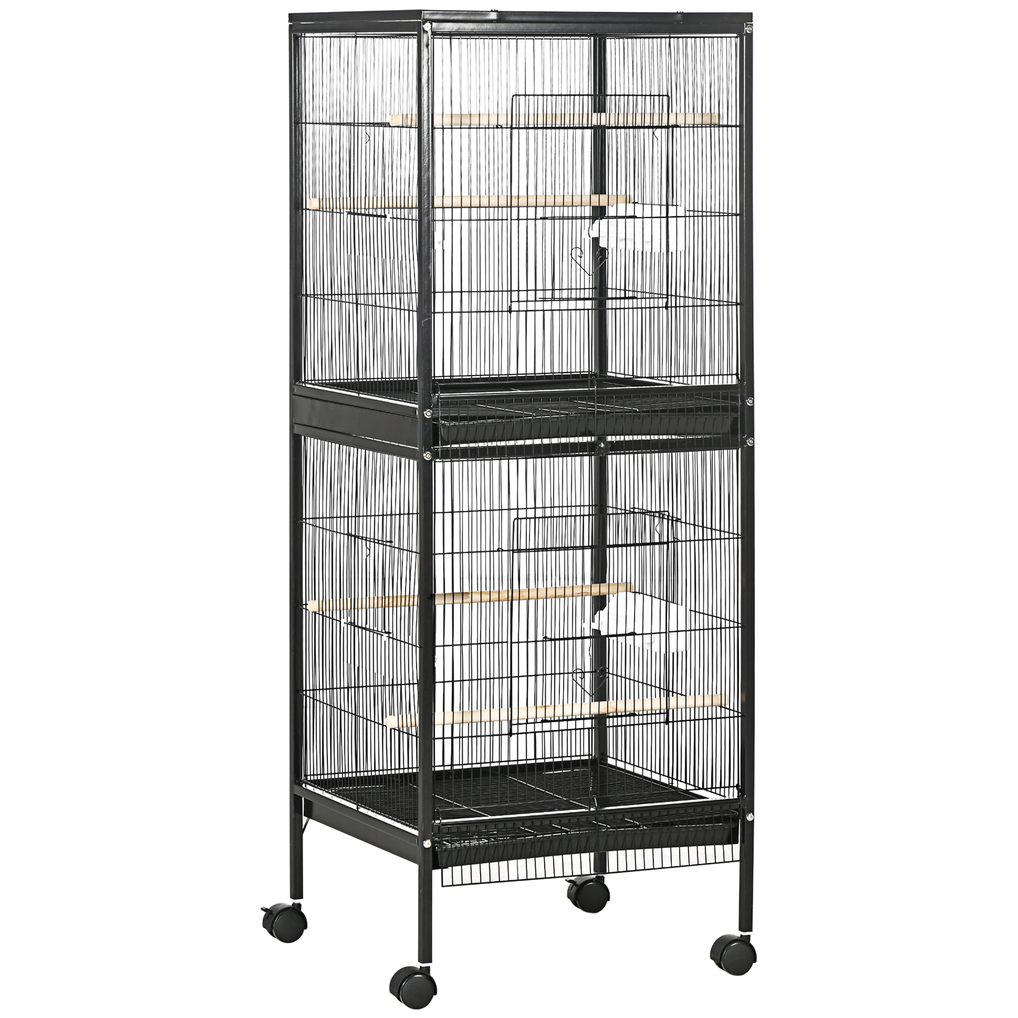 VALRIC Bird Cage Steel Budgie Aviary with Wheels - Black - Life Essentials