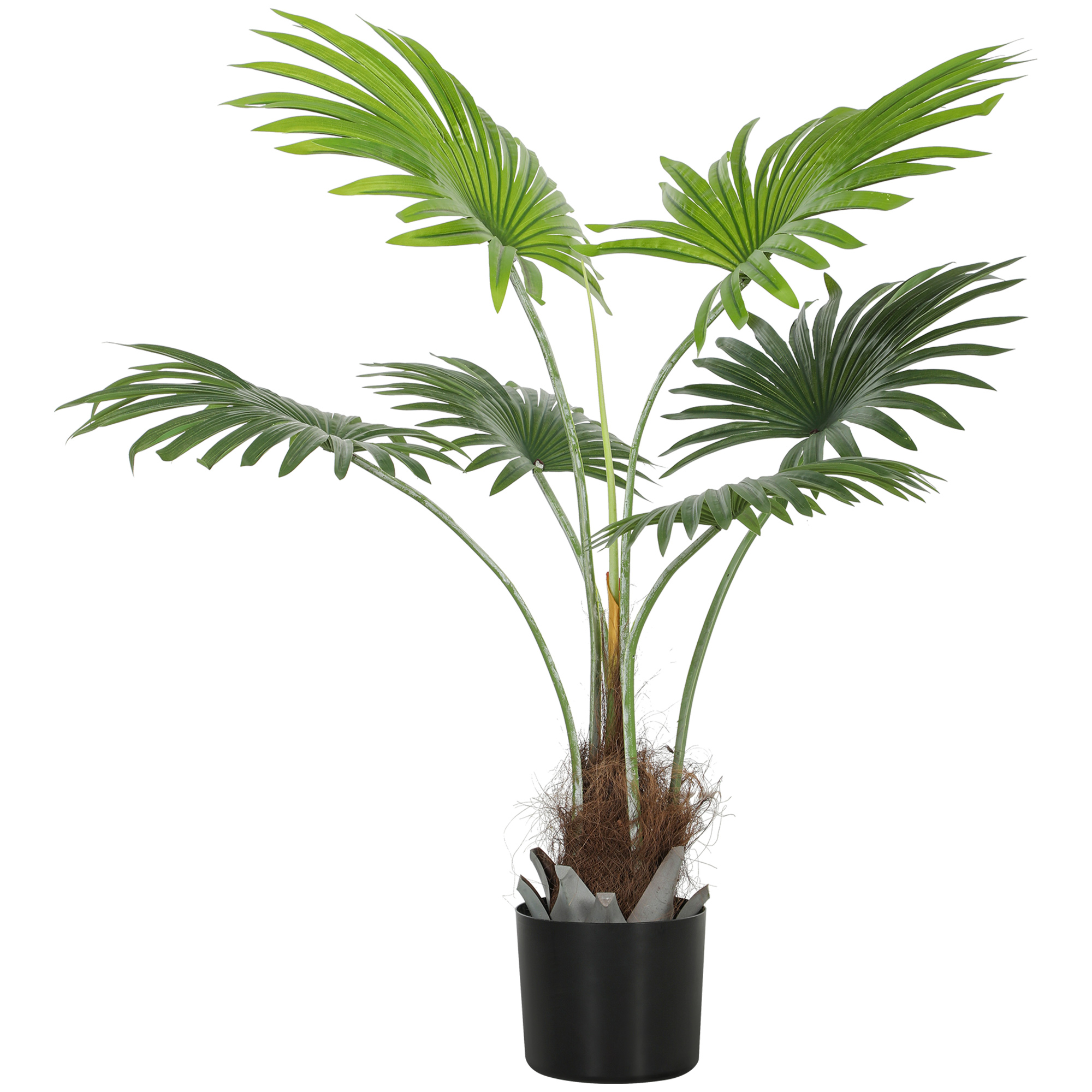 HERON 94cm Artificial Palm Tree Lifelike PEVA Leaves Coconut Coir Pot - Green - Life Essentials