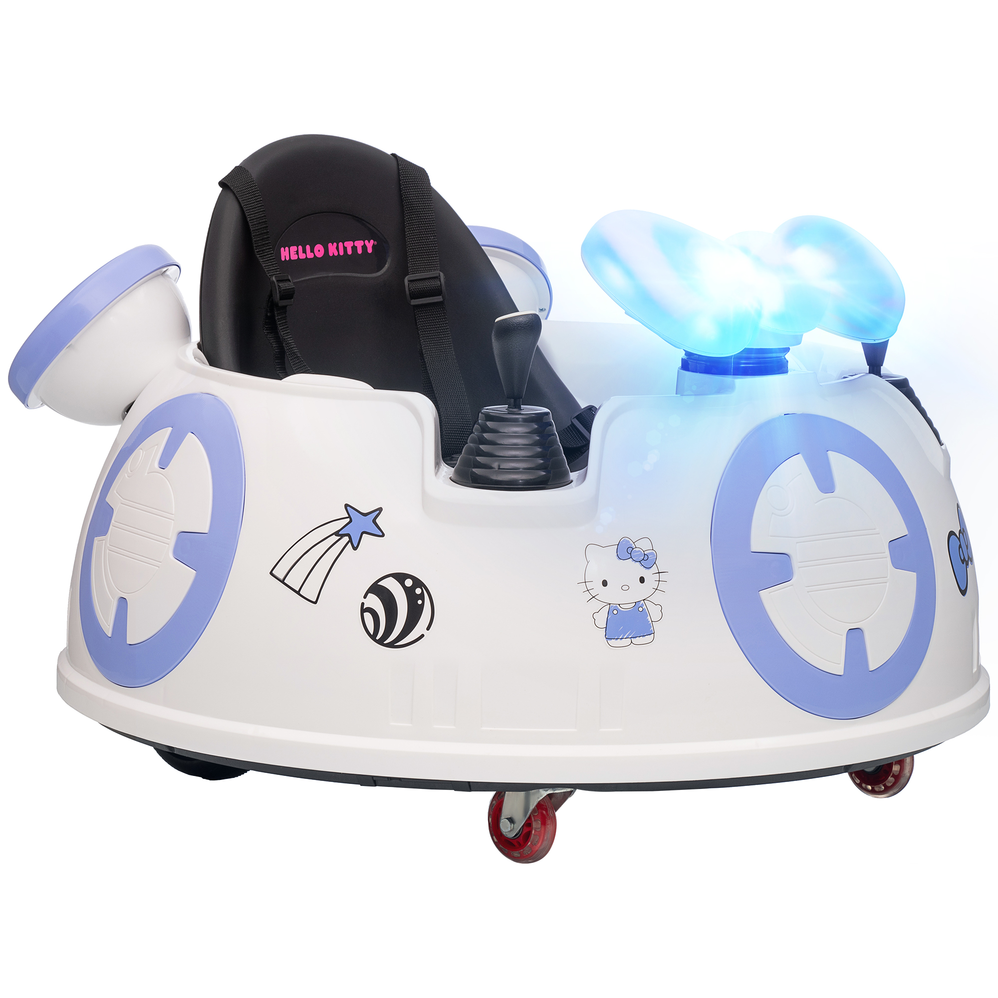 AIVAGO Hello Kitty Kids Ride on Bumper Car Remote Control Two Joysticks - White - Life Essentials