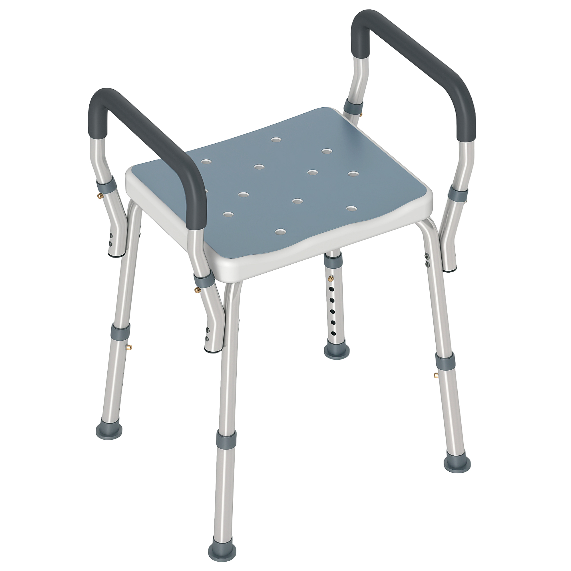 CORVIK Bath Seat Aluminium Frame Adjustable Height 57-69cm - Light Blue - Life Essentials
