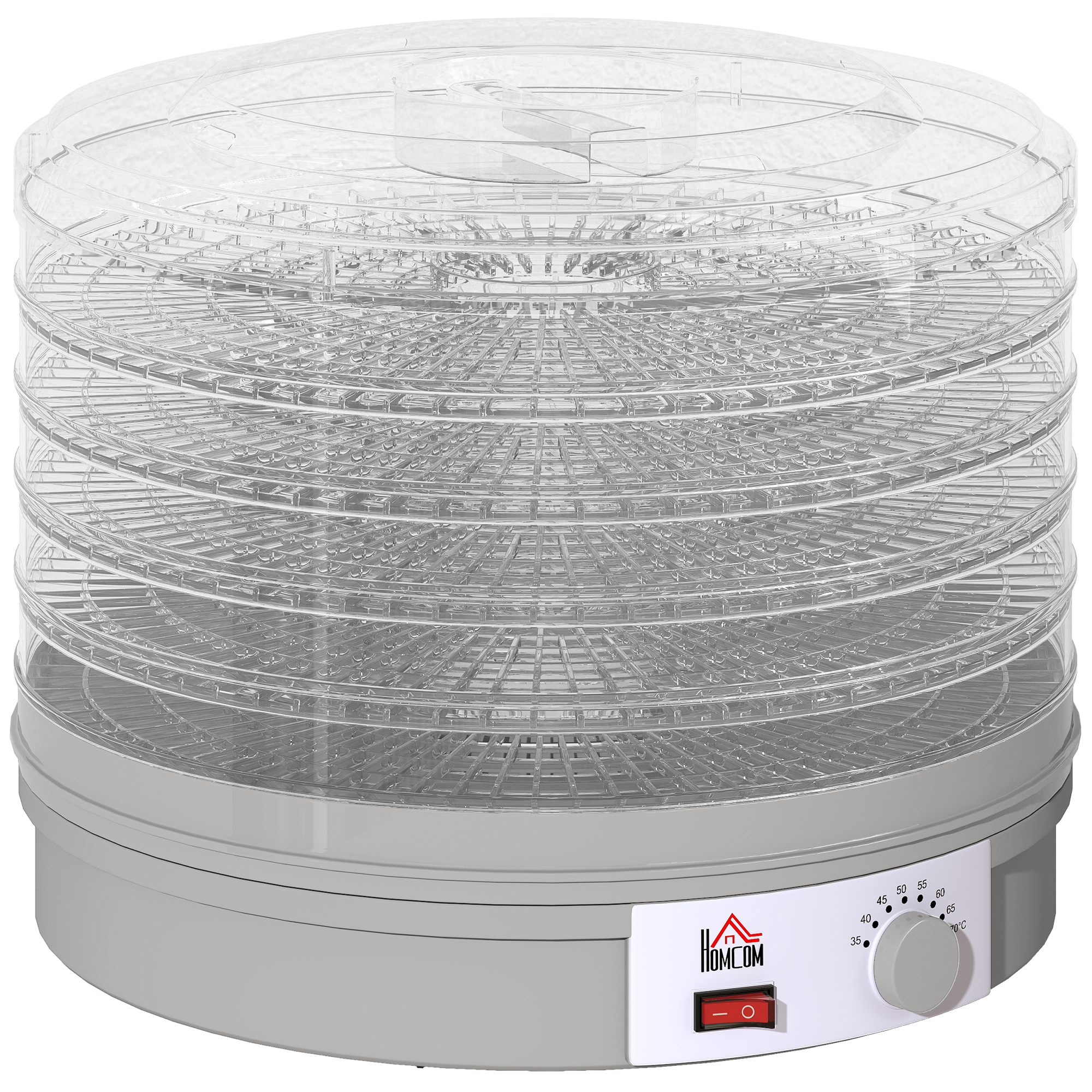 HERON 5 Tier Food Dehydrator 245W with Adjustable Temperature Control - Grey - Life Essentials
