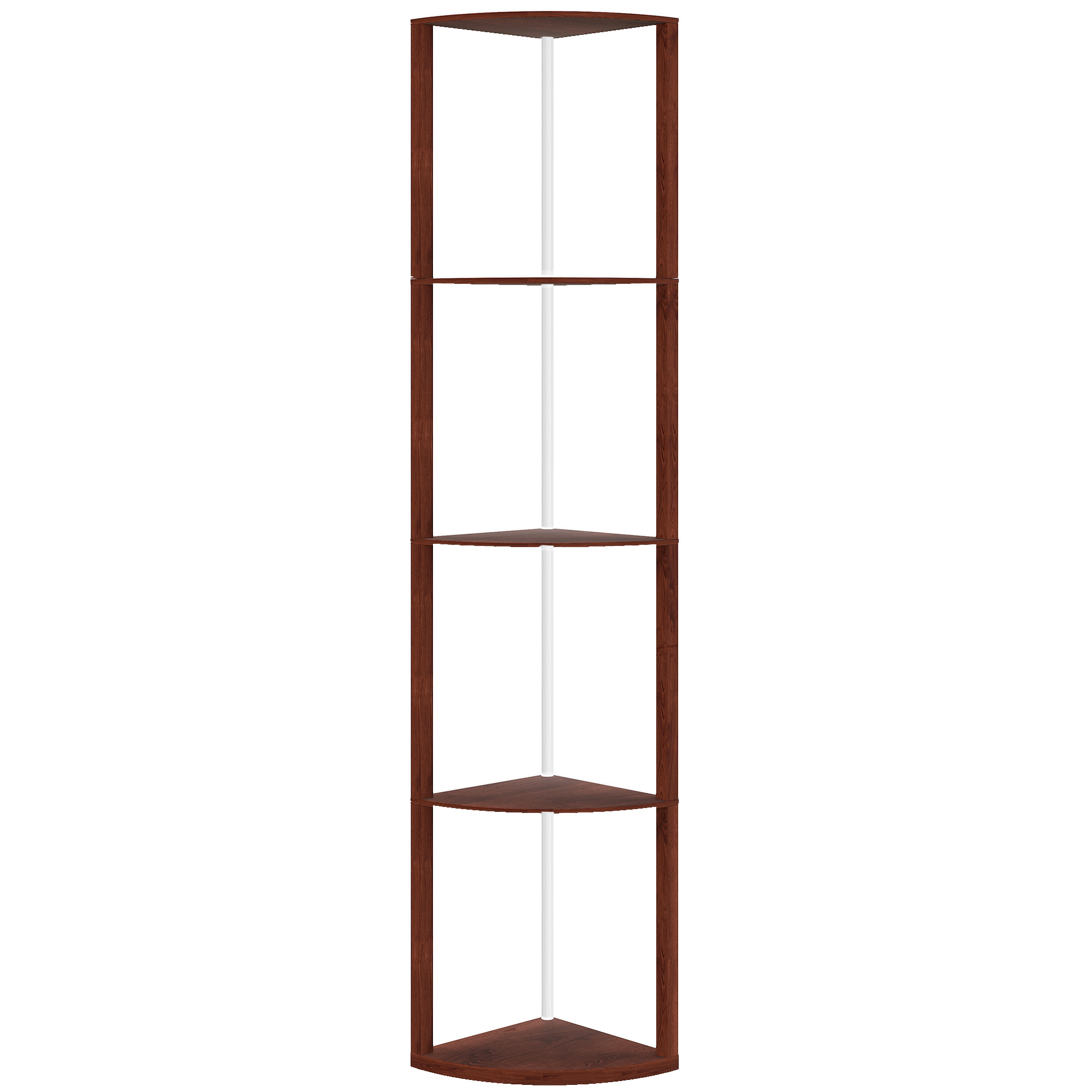HERON RGB LED Floor Lamp with Shelves 5 Tier Dimmable Standing Lamp Remote - Brown - Life Essentials