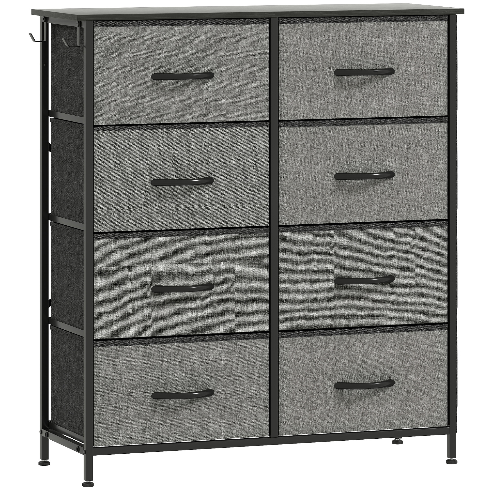 STOWLY Grey Chest of Drawers - Medium-sized, 8 Drawers, Double, Fabric Drawers - Life Essentials
