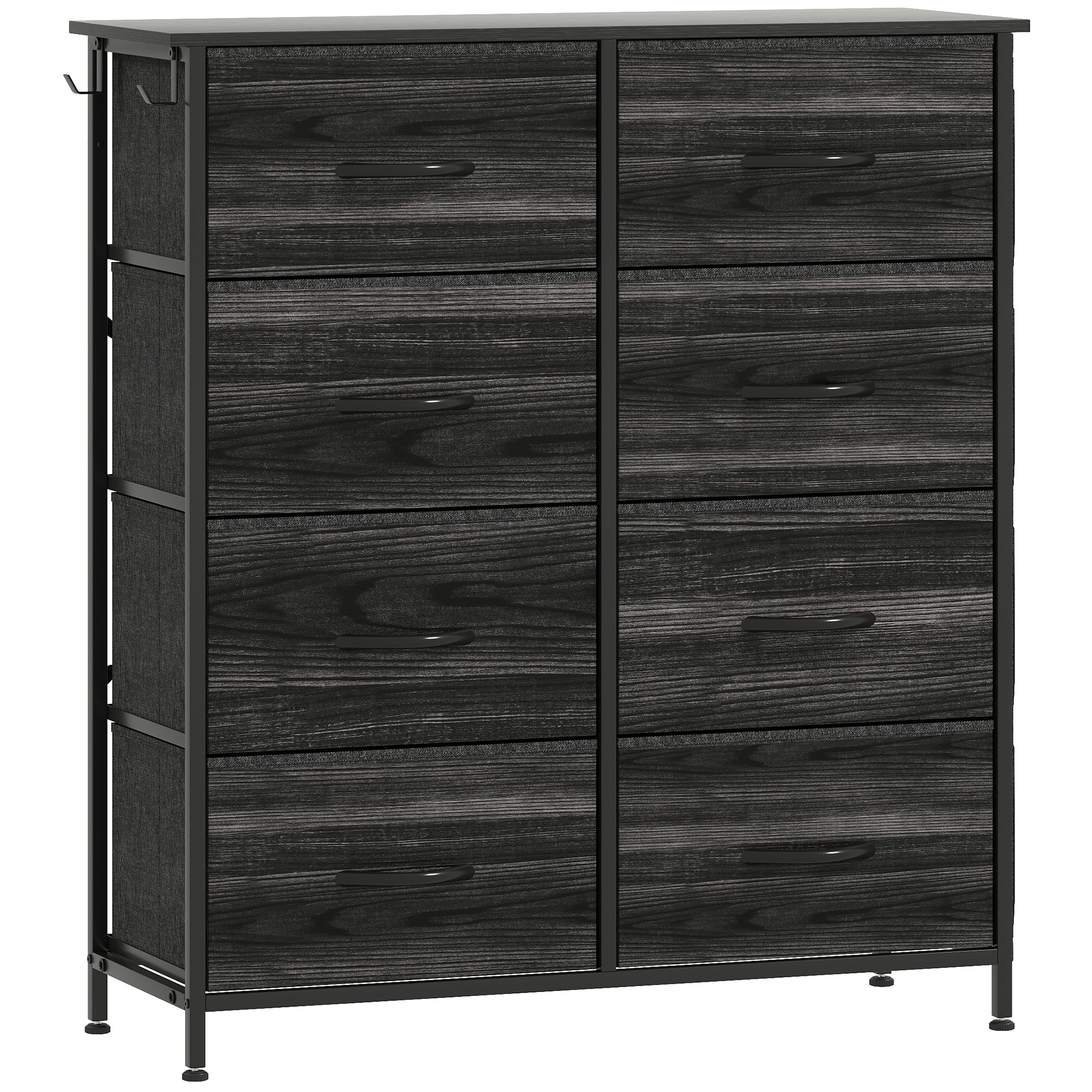 STOWLY Black Chest of Drawers - Medium-sized, 6 Drawers, Double, Fabric Drawers - Life Essentials