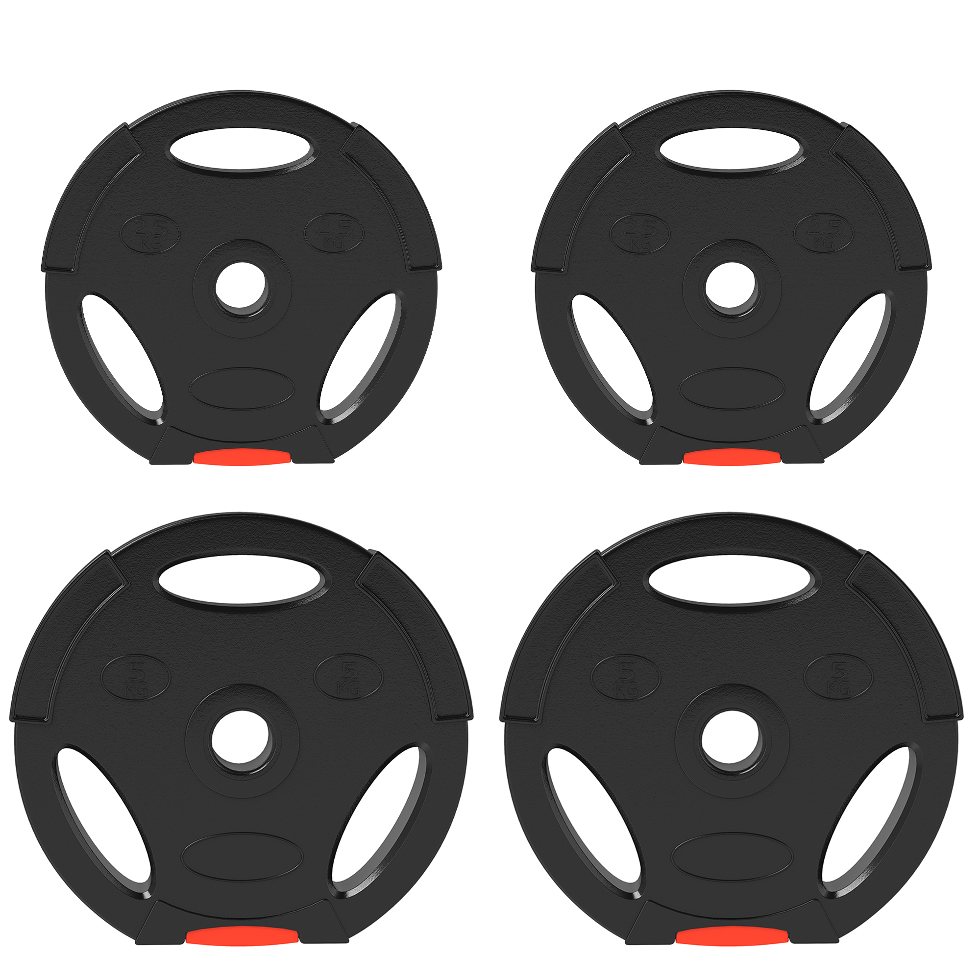 SPORTEDGE Olympic Weight Plates Set Two 5kg Two 2.5kg - Black - Life Essentials