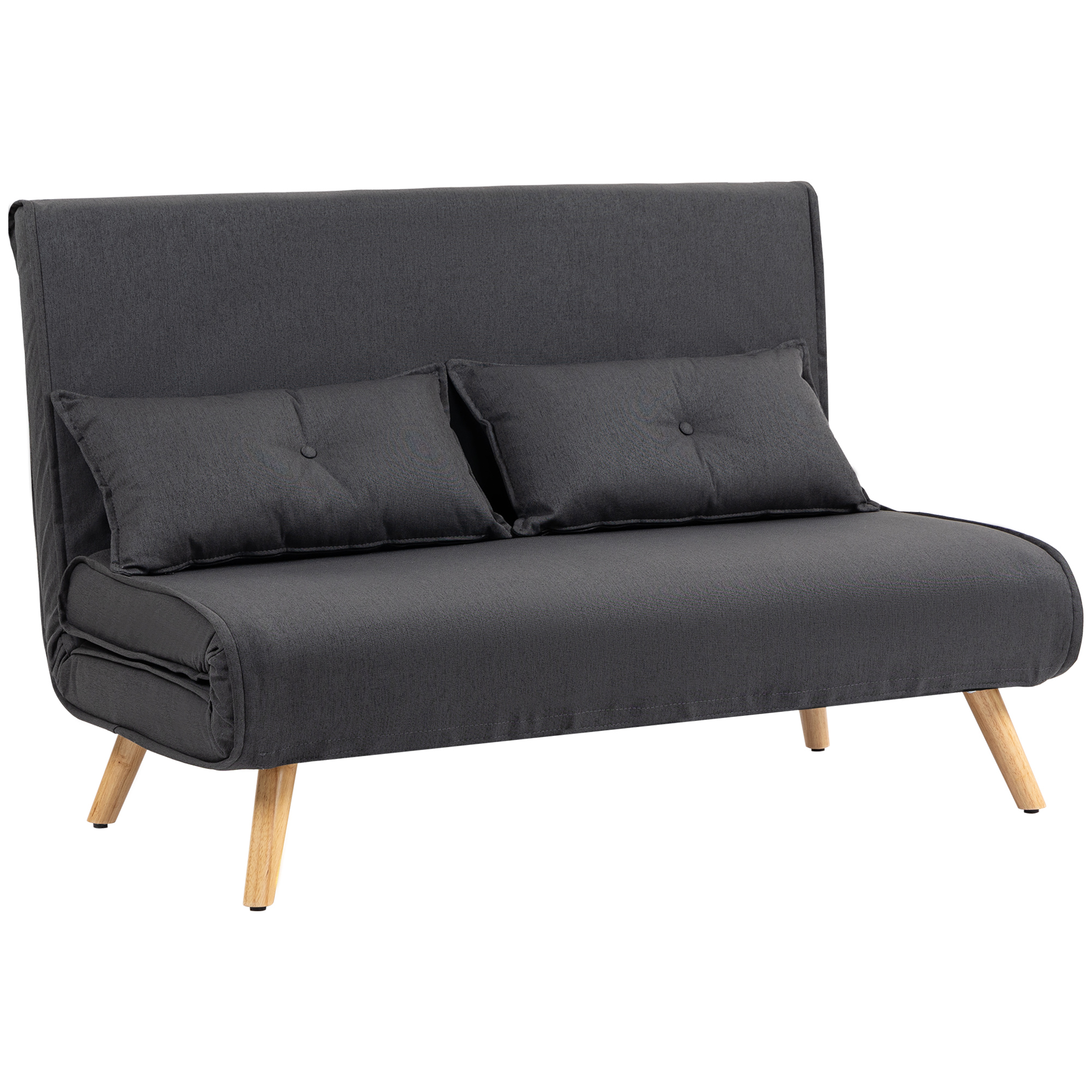 HERON Two Seater Linen Look Sofa Bed - Charcoal Grey - Life Essentials
