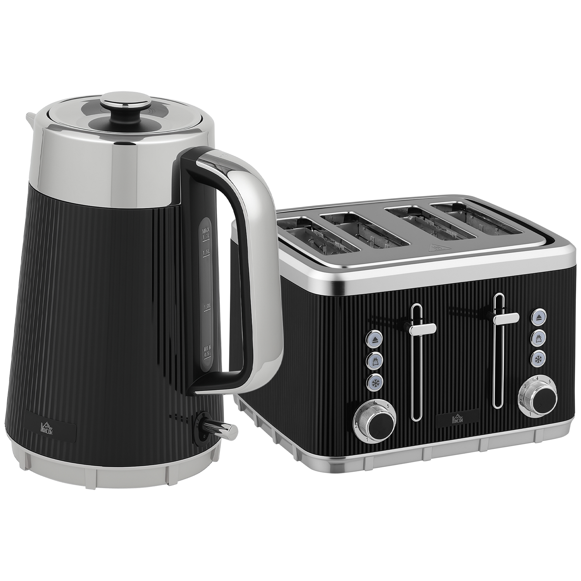 HERON Electric Kettle Toaster Set 3000W 1.7L UK Strix Limescale Filter - Black - Life Essentials