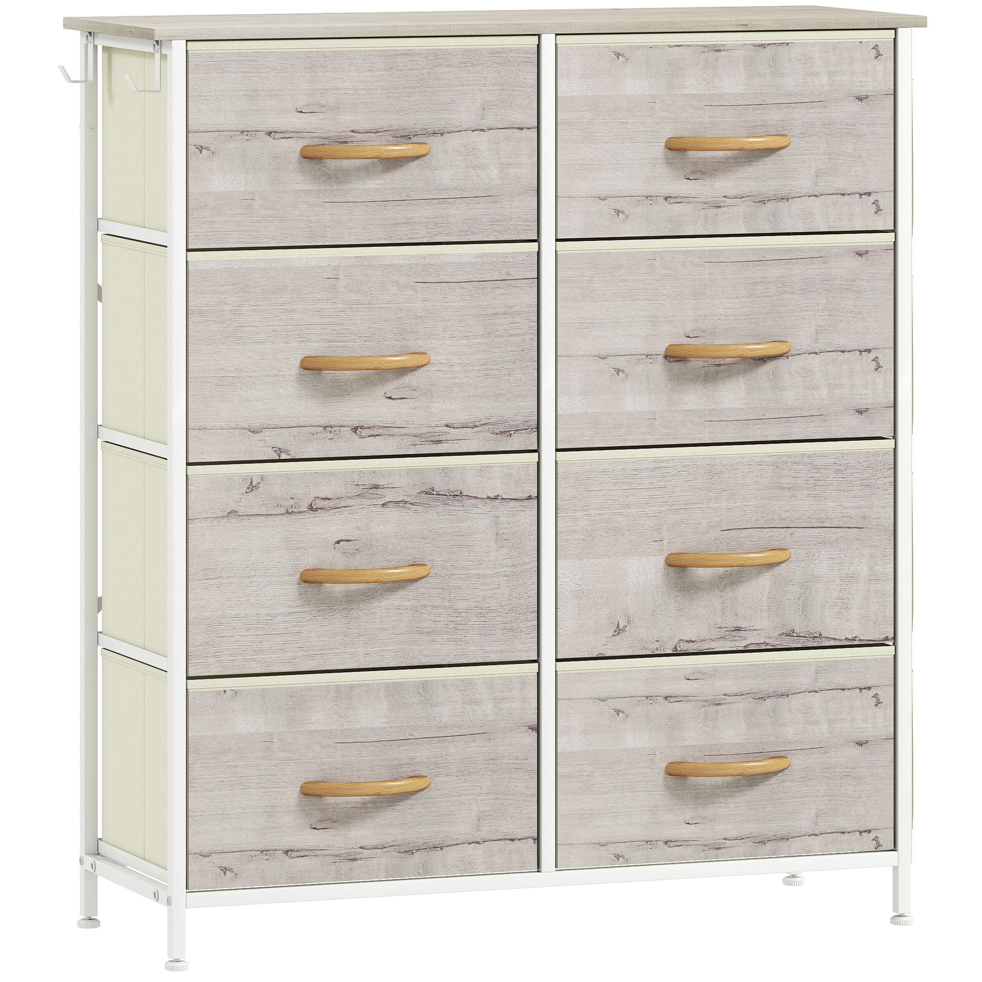 STOWLY Grey Chest of Drawers - Medium-sized, 8 Drawers, Double, Fabric Drawers - Life Essentials