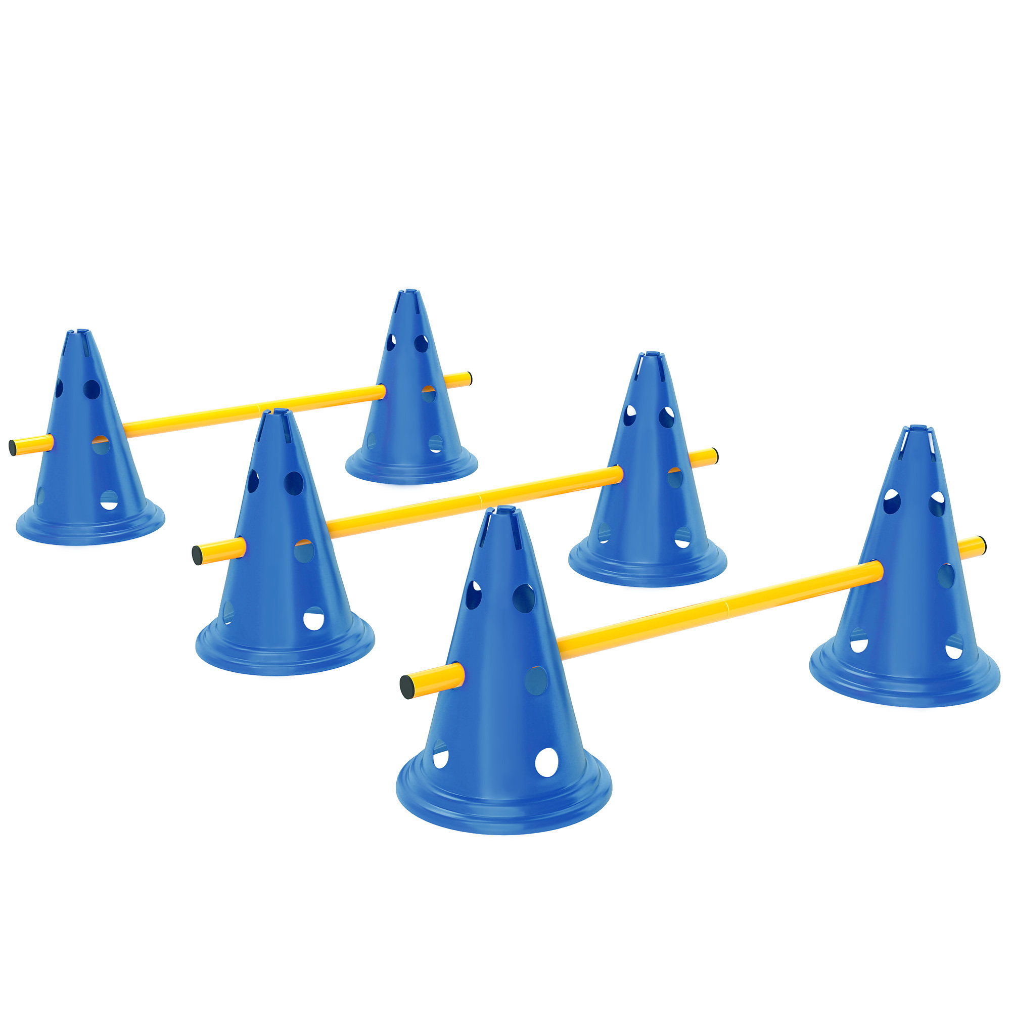 PAWSTER Dog Agility Equipment Set of Six Cones Six Poles Carry Bag - Blue - Life Essentials