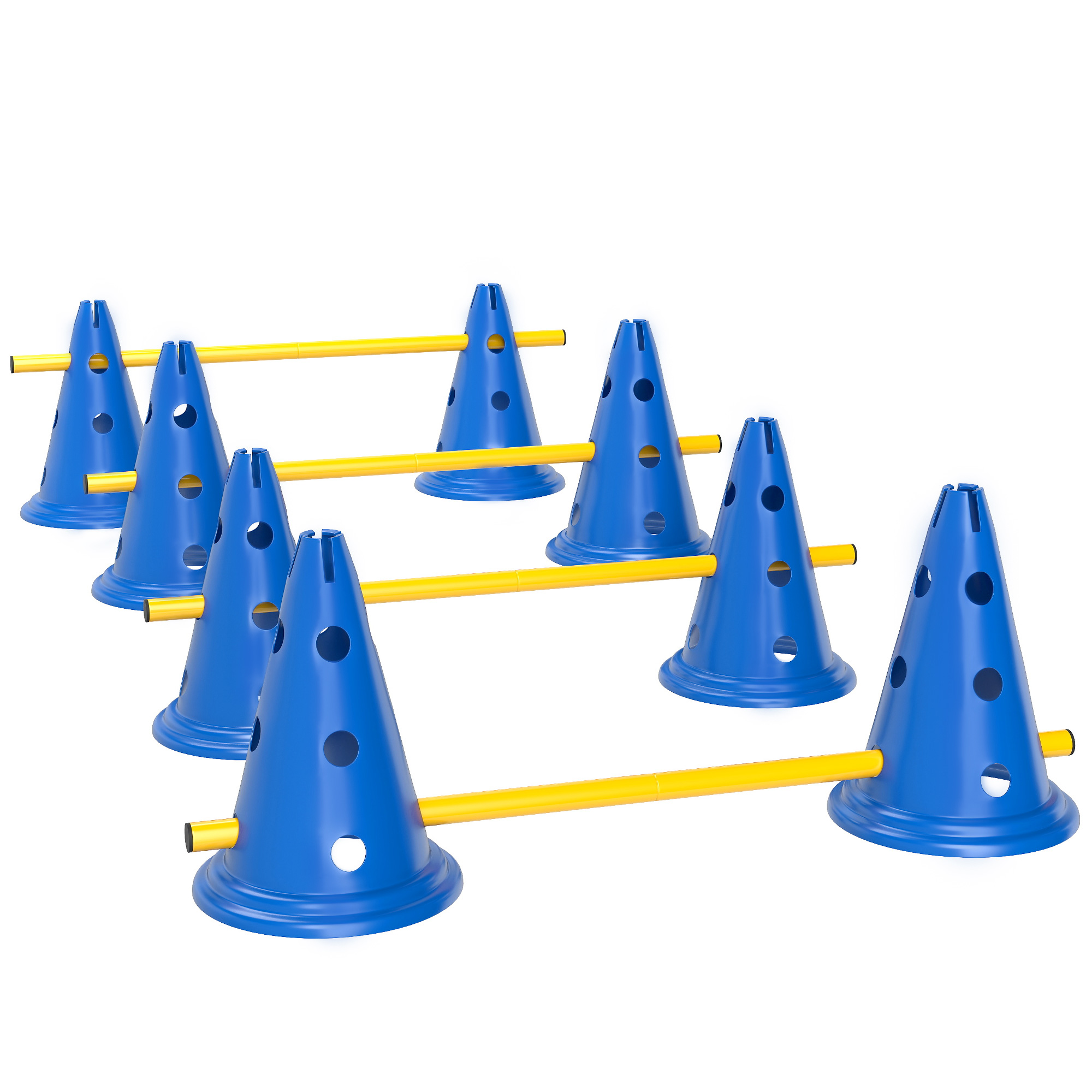 PAWSTER Dog Agility Equipment Set of Eight Cones Eight Poles Carry Bag - Blue - Life Essentials