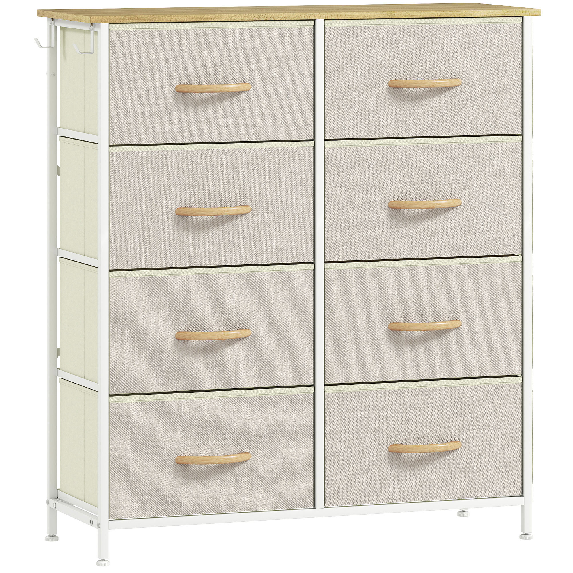 STOWLY Beige Chest of Drawers - Medium-sized, 5 Fabric Drawers, Double - Life Essentials