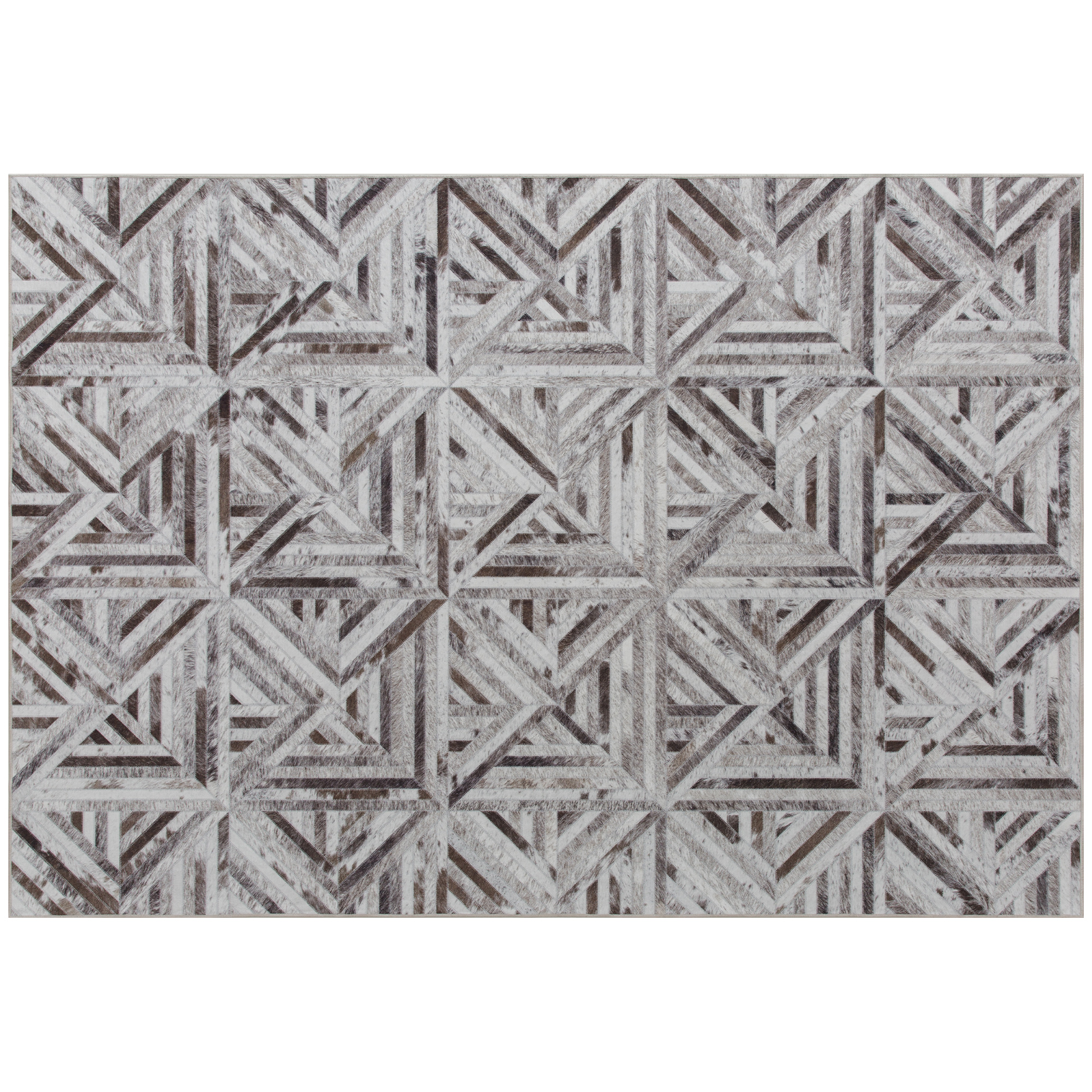 HERON Modern Triangle Pattern Area Rug, Non-Slip Washable Chenille Carpet 170 x 120 cm - Brown - Life Essentials