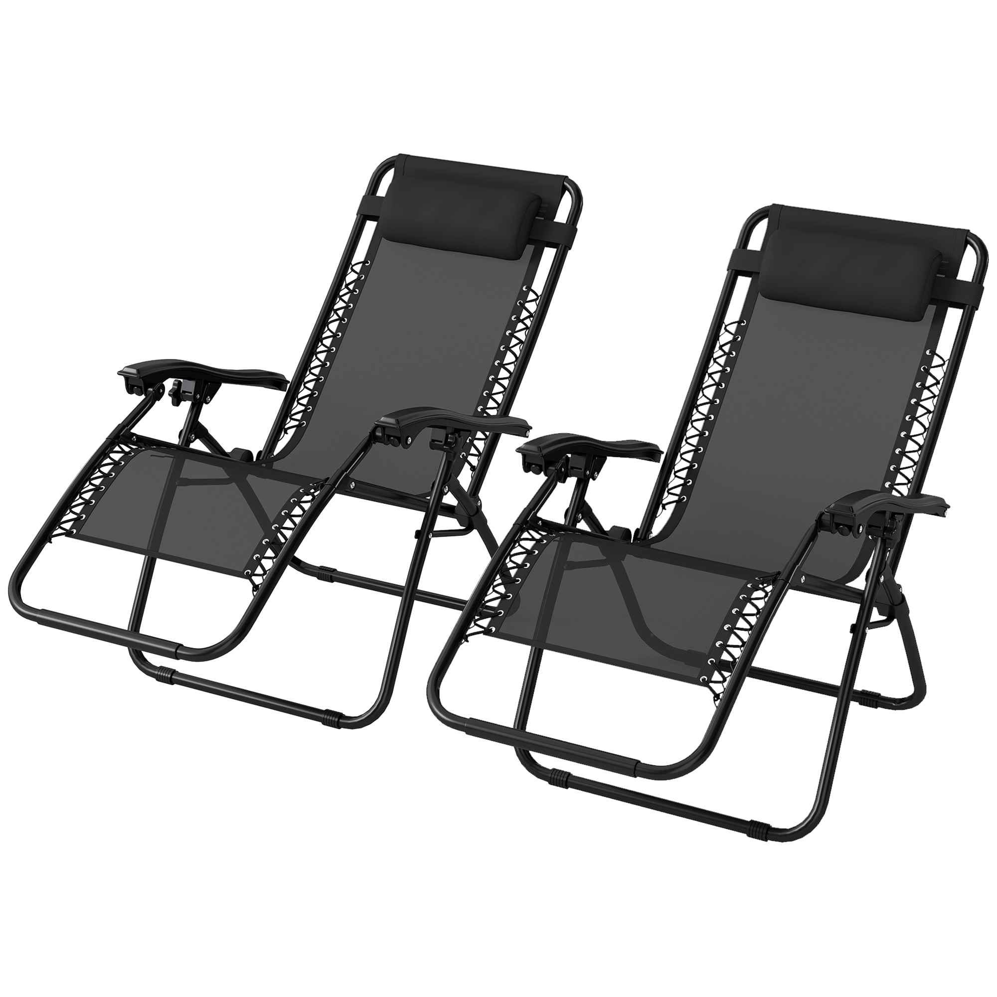 SUNVISTA Zero Gravity Reclining Chairs Set of 2 with Pillow - Black - Life Essentials