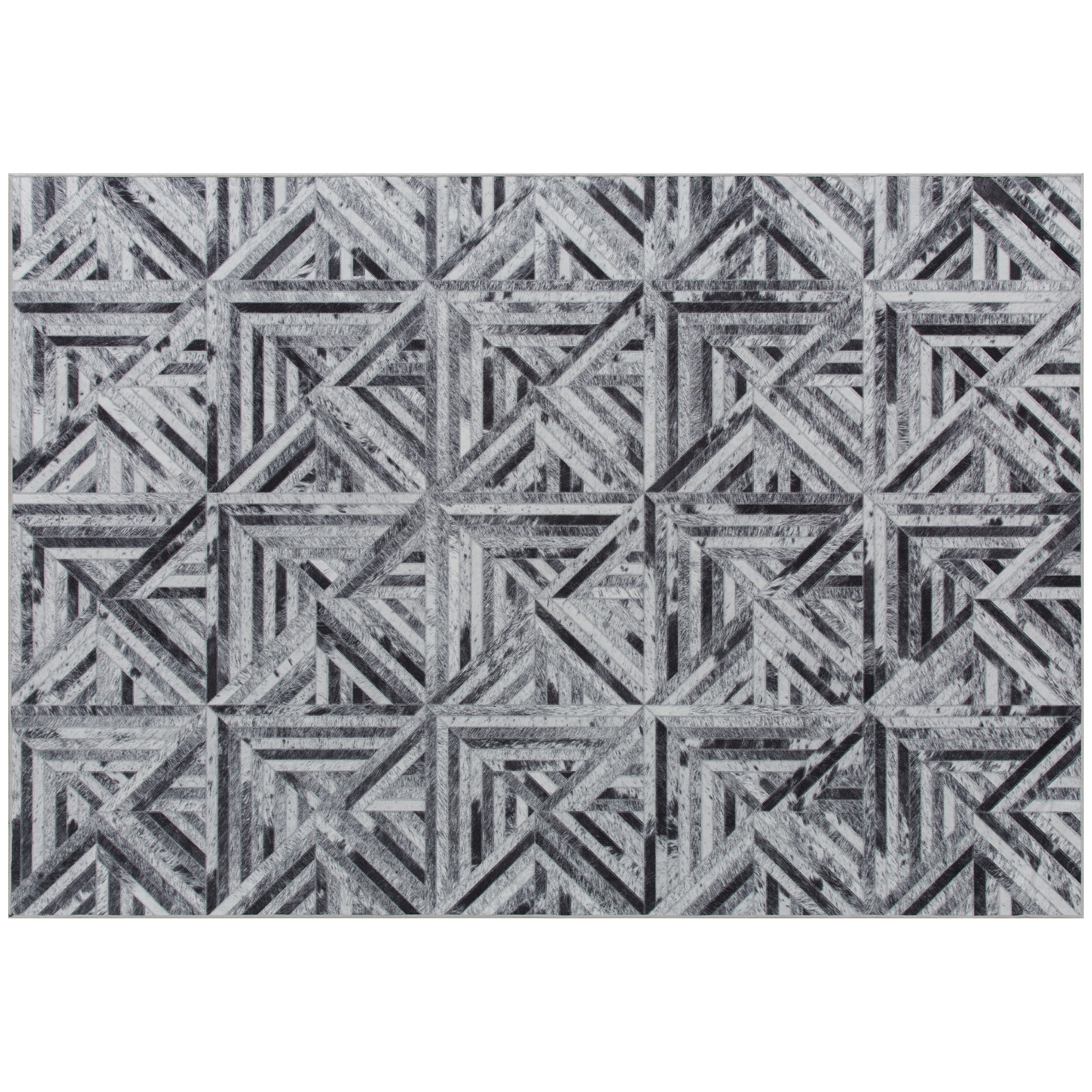 HERON Modern Triangle Pattern Area Rug, Non-Slip Washable Chenille Carpet 170 x 120 cm - Black - Life Essentials