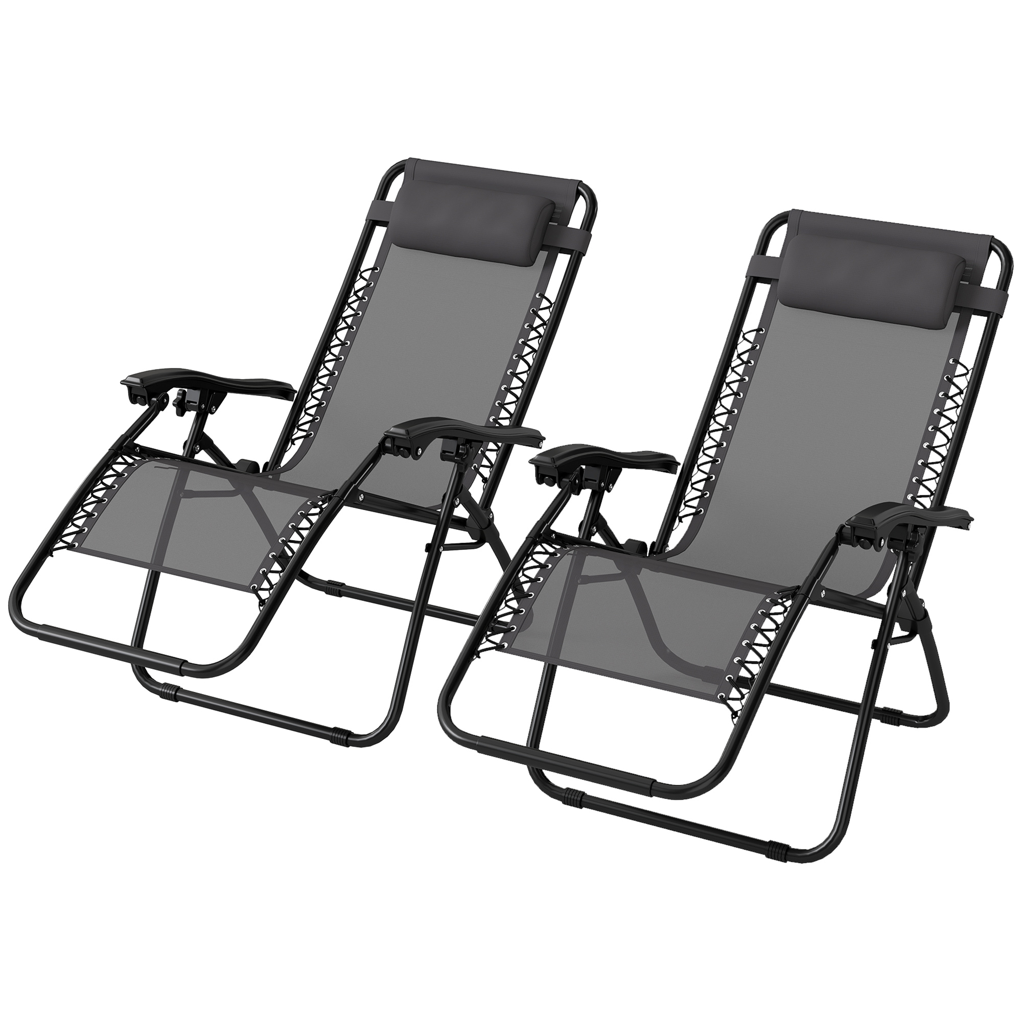 SUNVISTA Zero Gravity Reclining Chairs Set of 2 with Pillow - Grey - Life Essentials