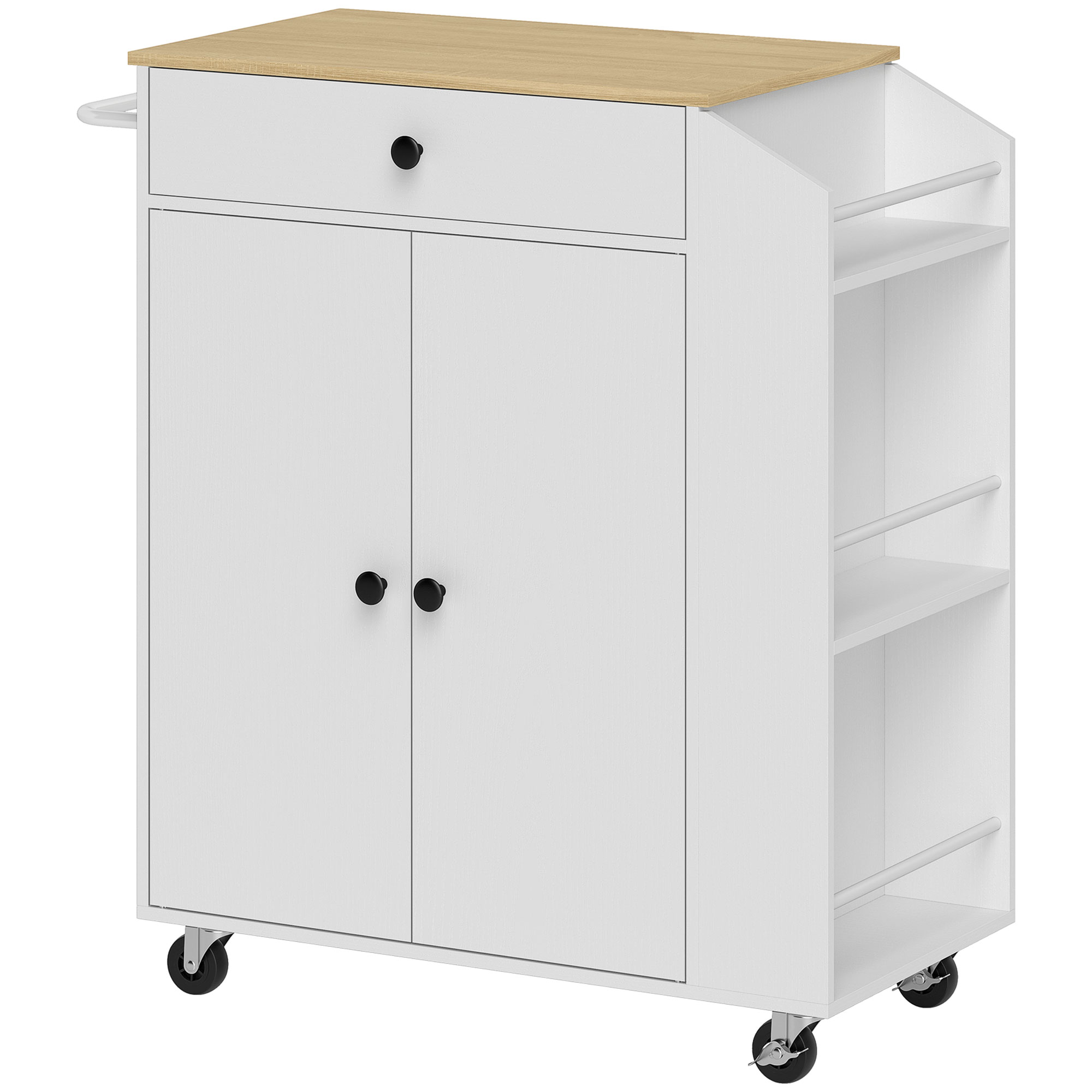 DRAVN Kitchen Island Rolling Storage Cart with Drawer - White - Life Essentials